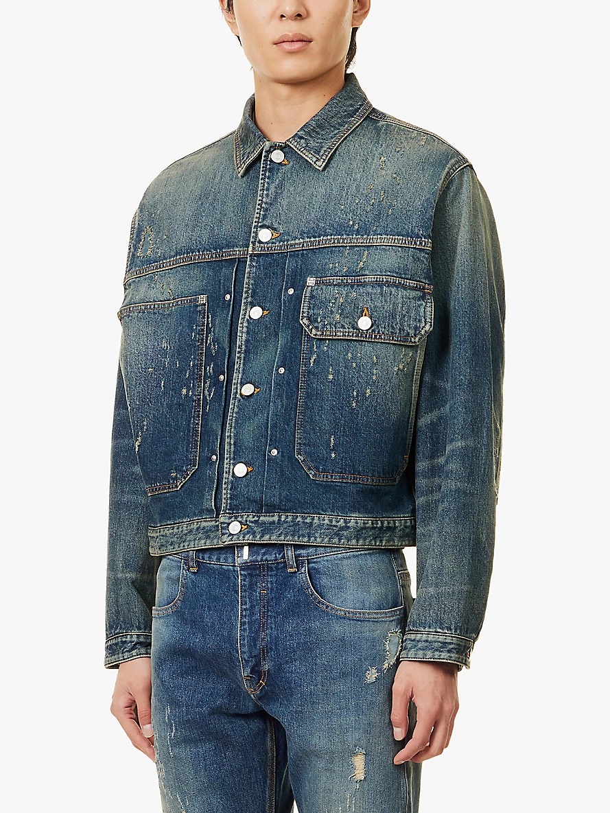 Givenchy Flap-pocket distressed denim jacket | selfridges