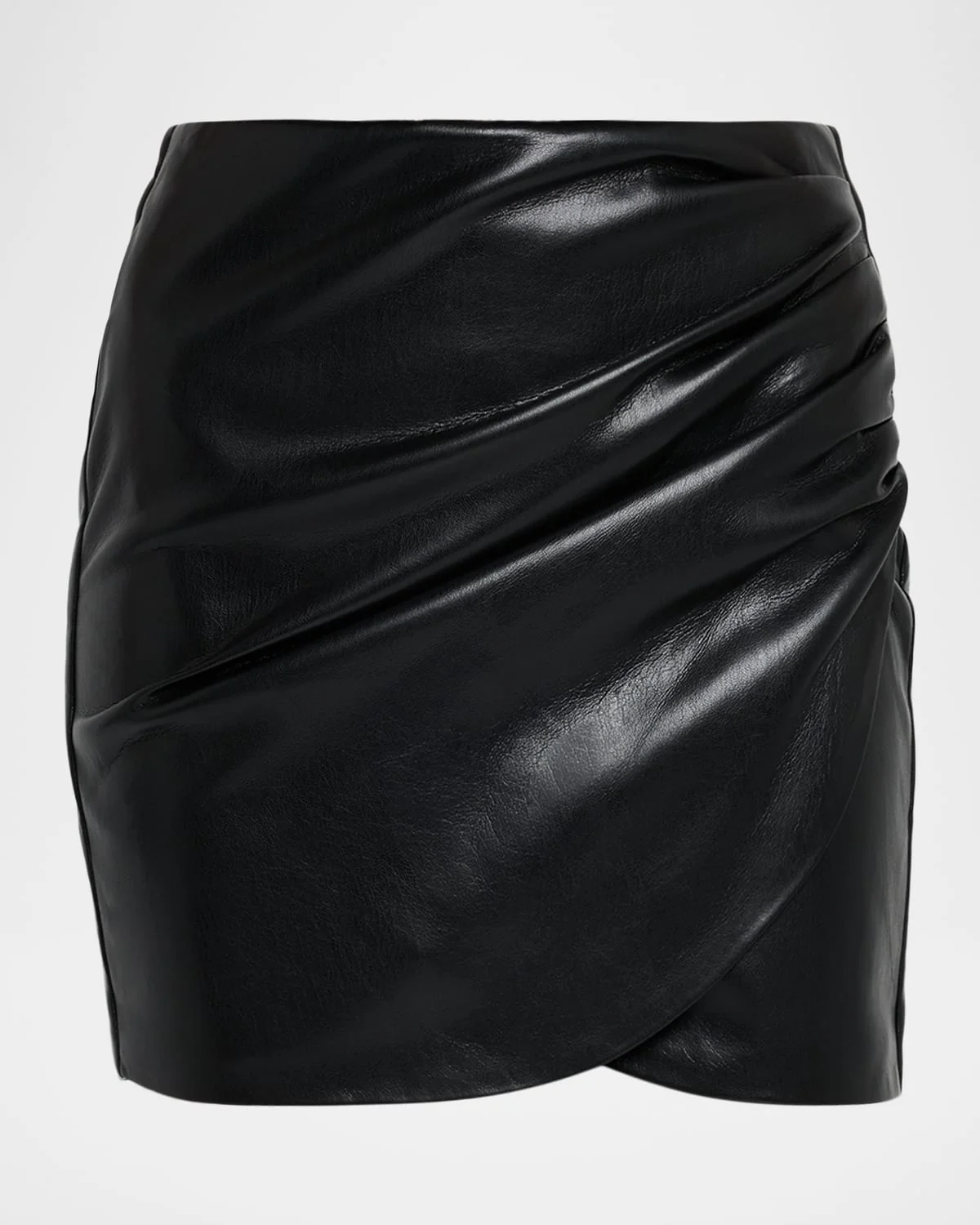 Shyann Ruched Vegan Leather Skirt - 1