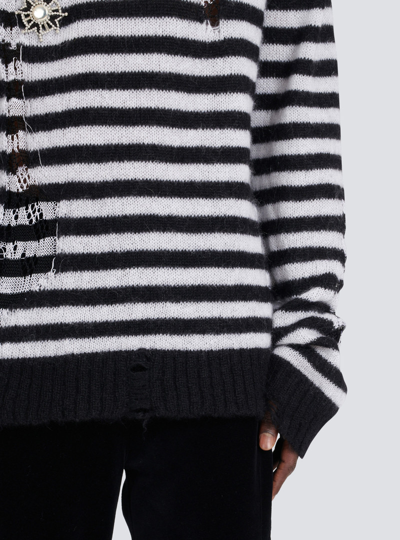 Ripped knit nautical sweater with brooches 8