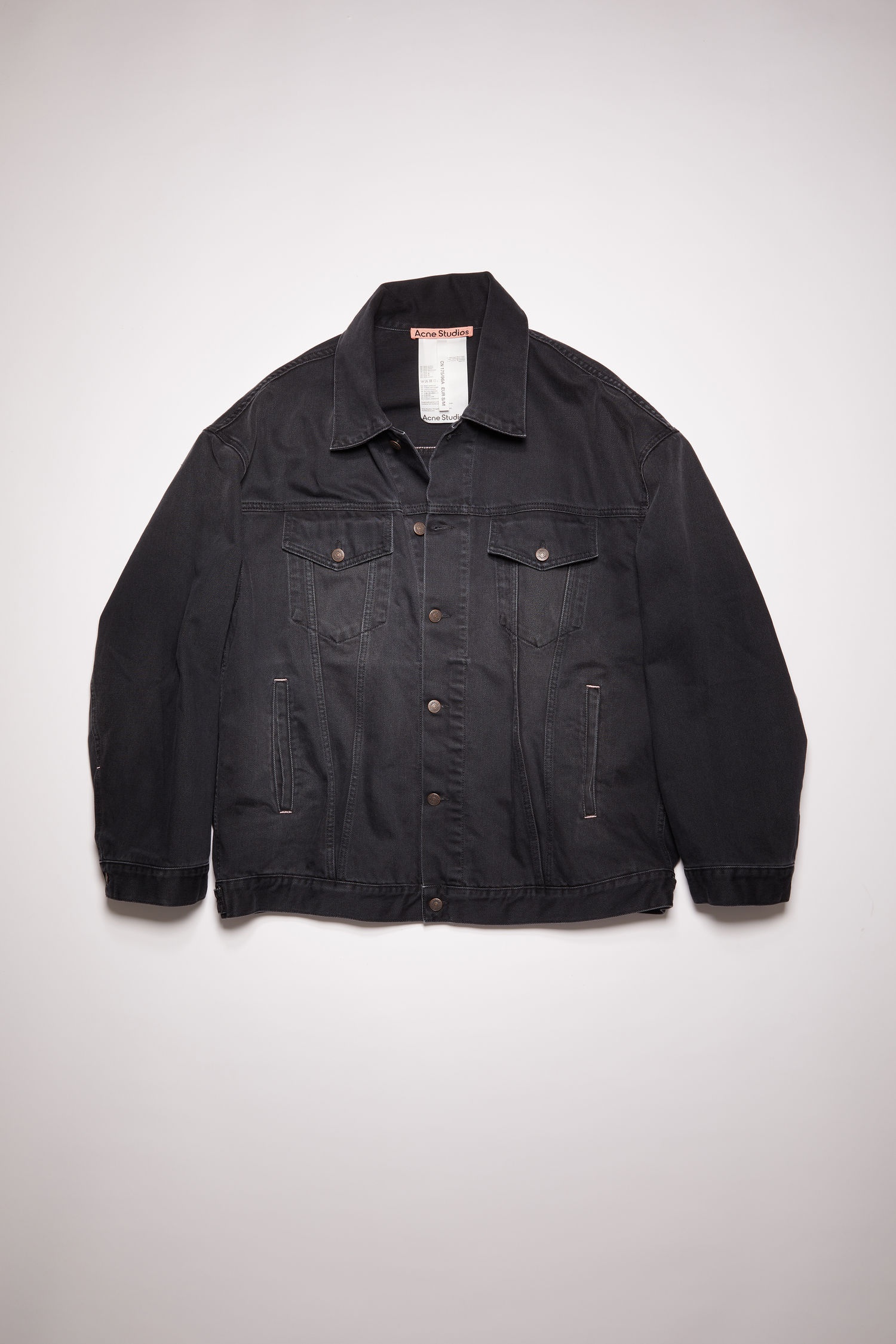 Oversized denim jacket - Washed Black - 1