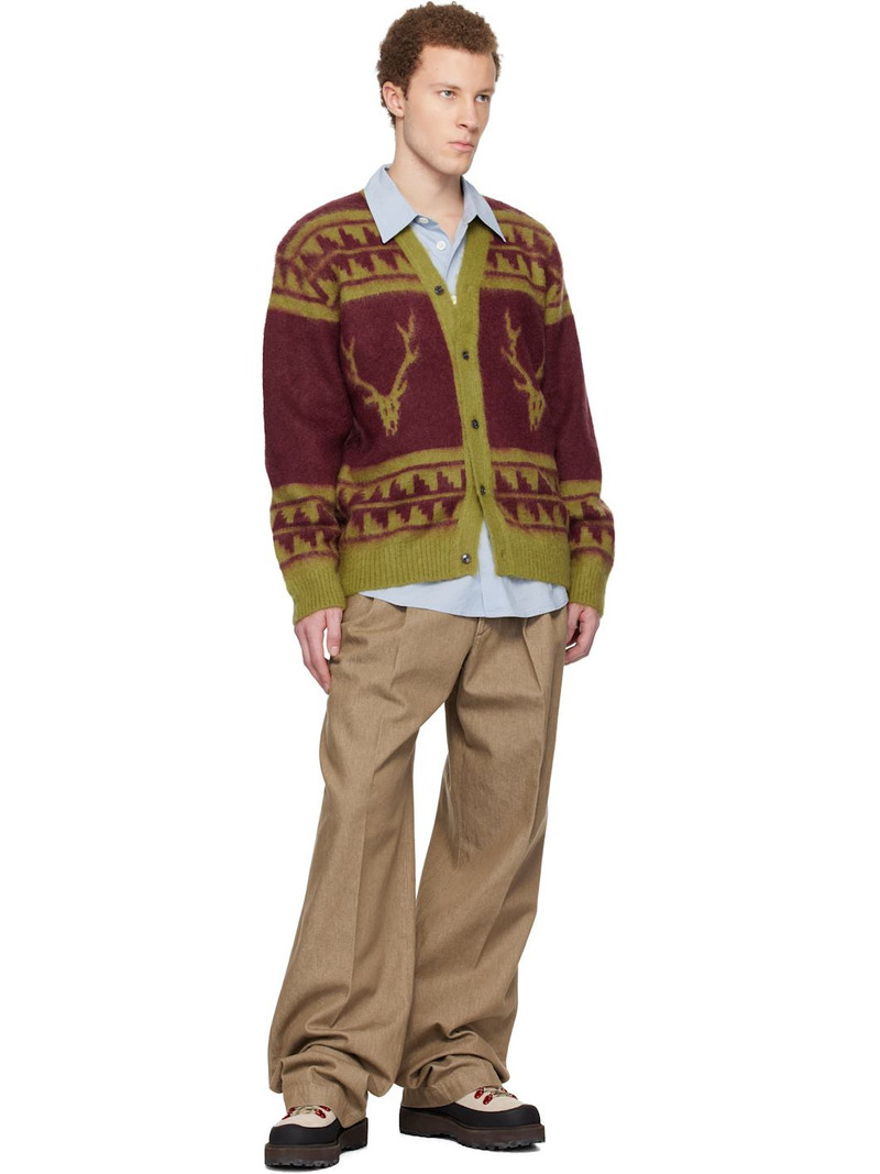 South2 West8 Red & Green Mohair V-Neck Cardigan outlook