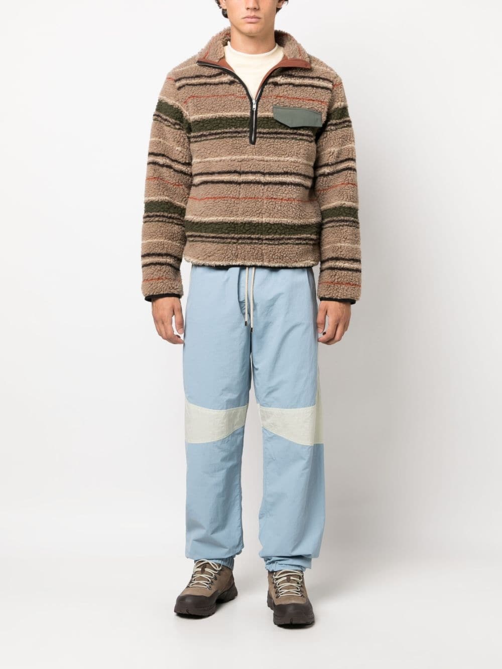 contrasting-panel drawstring track pant - 2