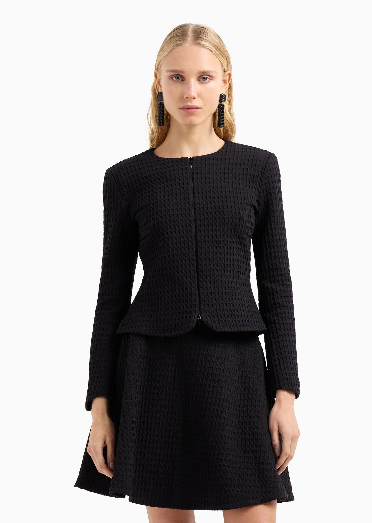 Waffle-effect knit flared skirt - 2