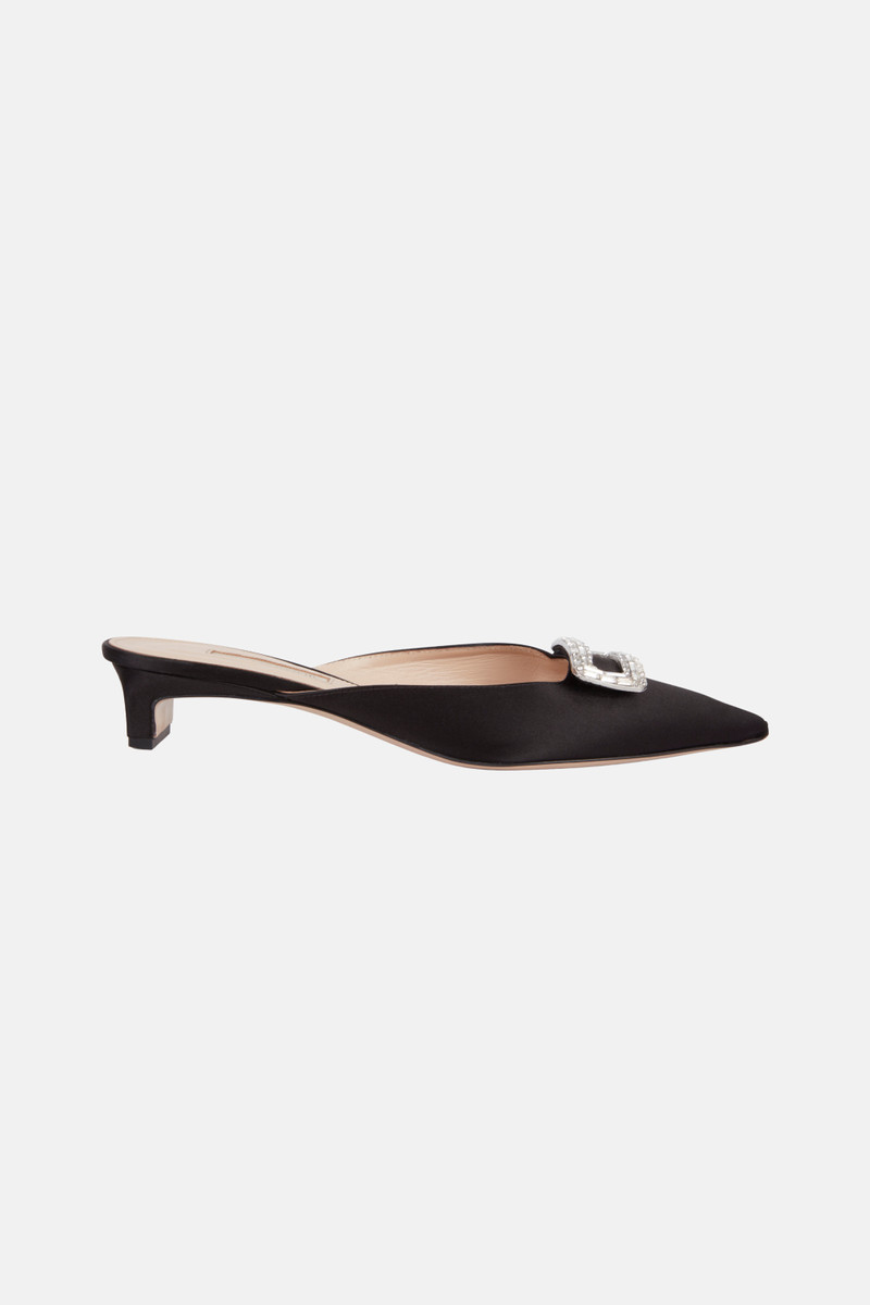 Katy With Jewel Buckle Shoe In Black Satin 1