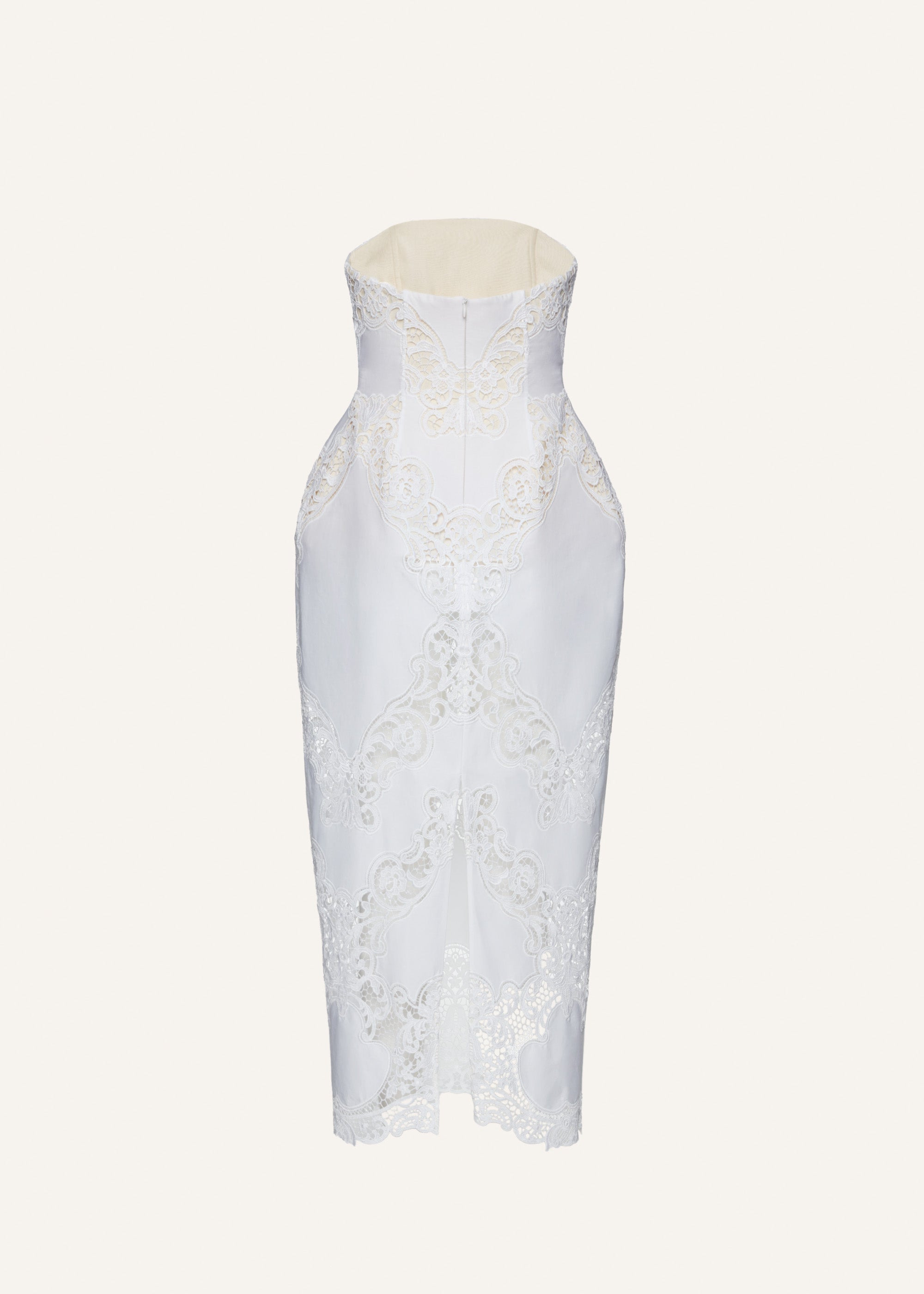 Strapless hourglass lace corset midi dress in white - 2