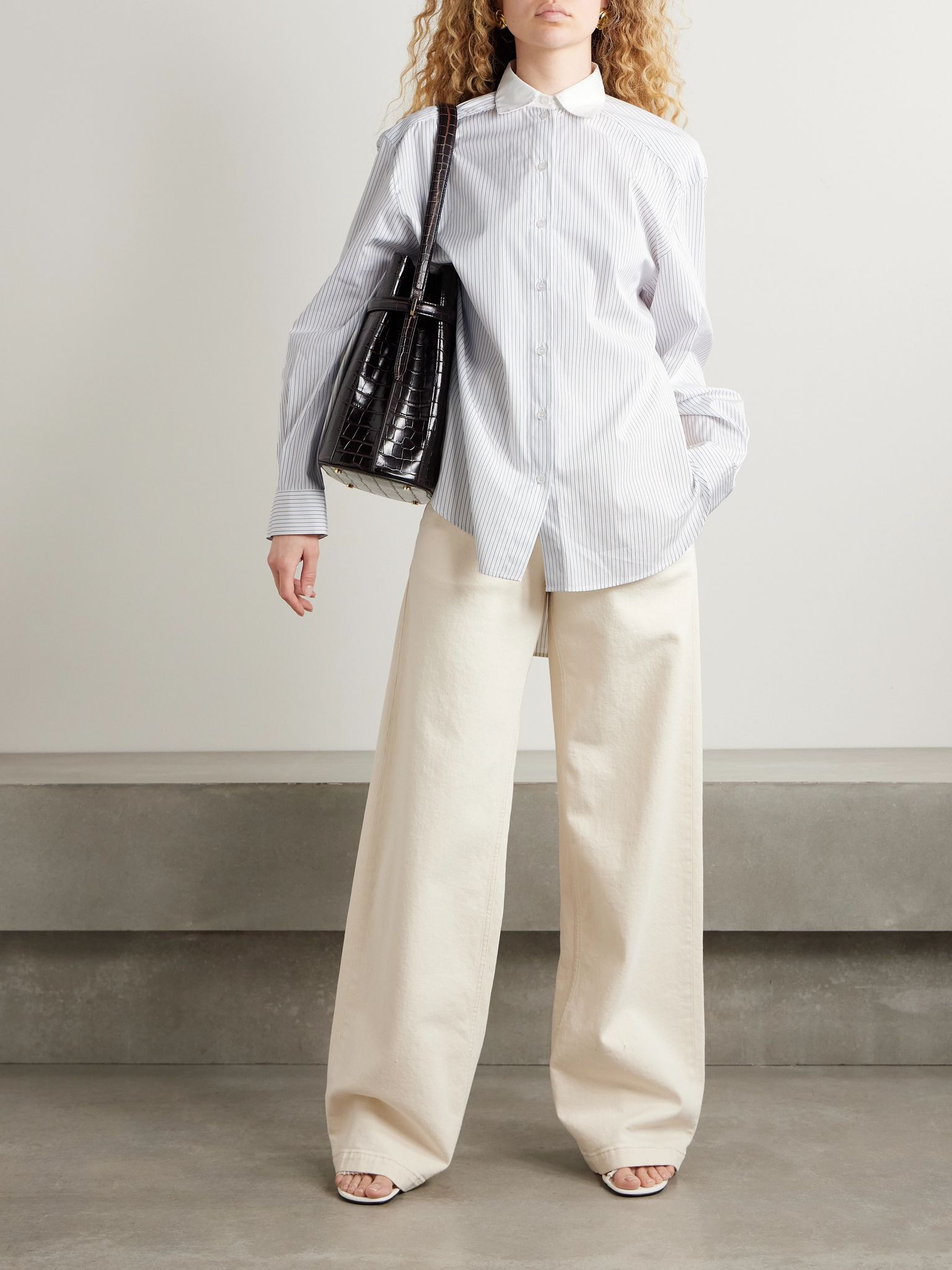 Striped organic cotton-poplin shirt Off-white - 2