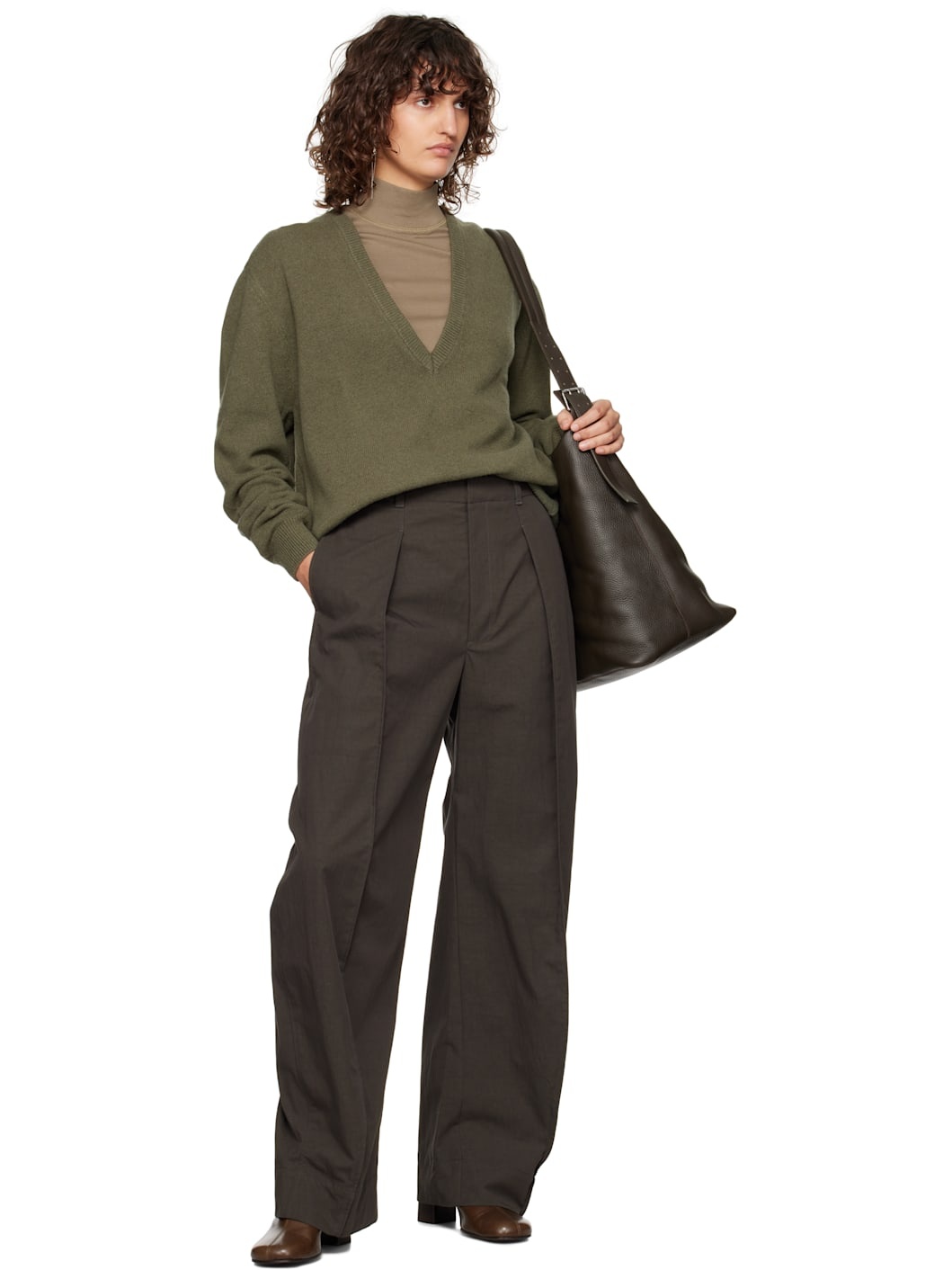 Brown Curved Volume Trousers - 4