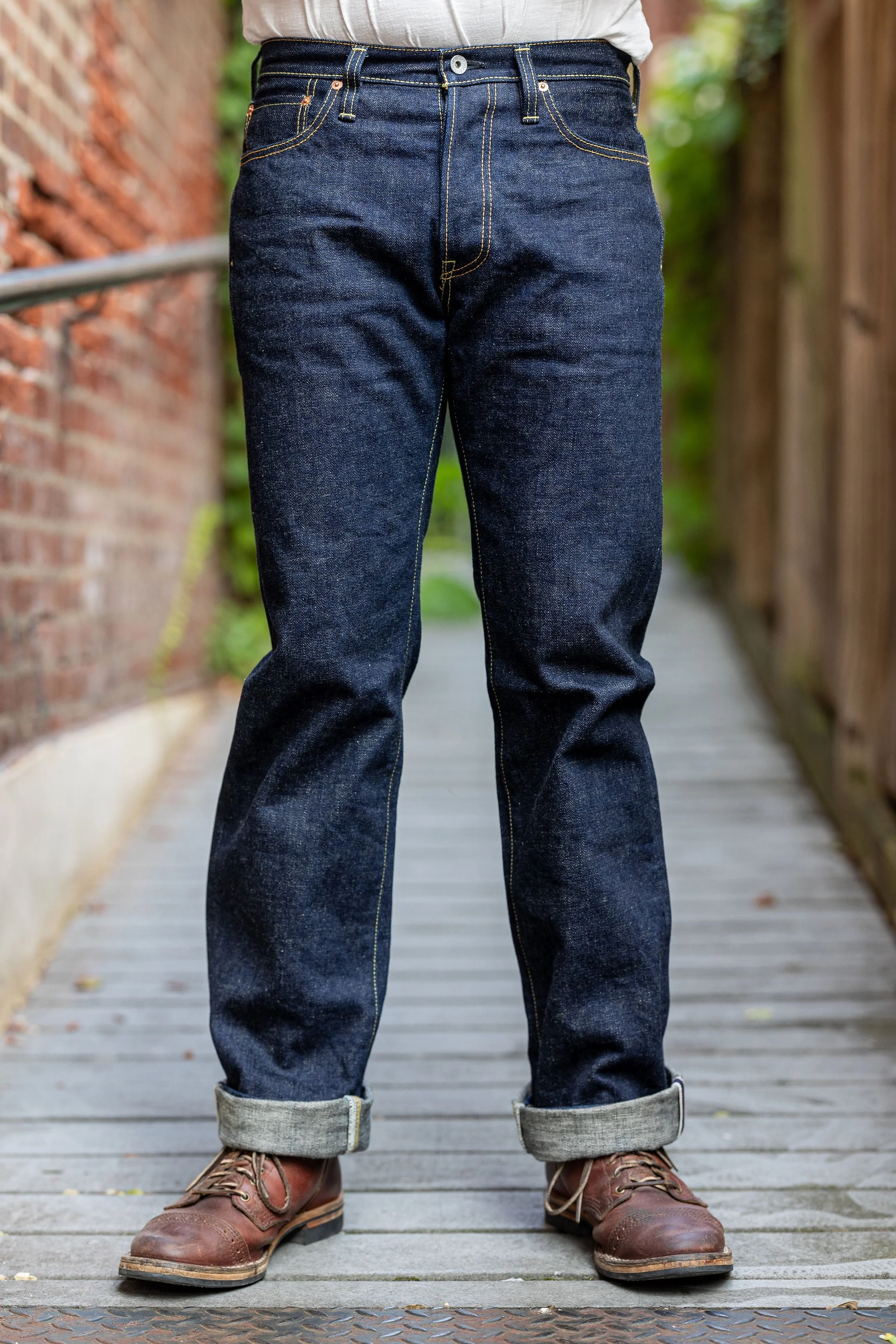 IRON HEART IH-634S-18 18OZ VINTAGE SELVEDGE DENIM STRAIGHT CUT JEANS - INDIGO - 1