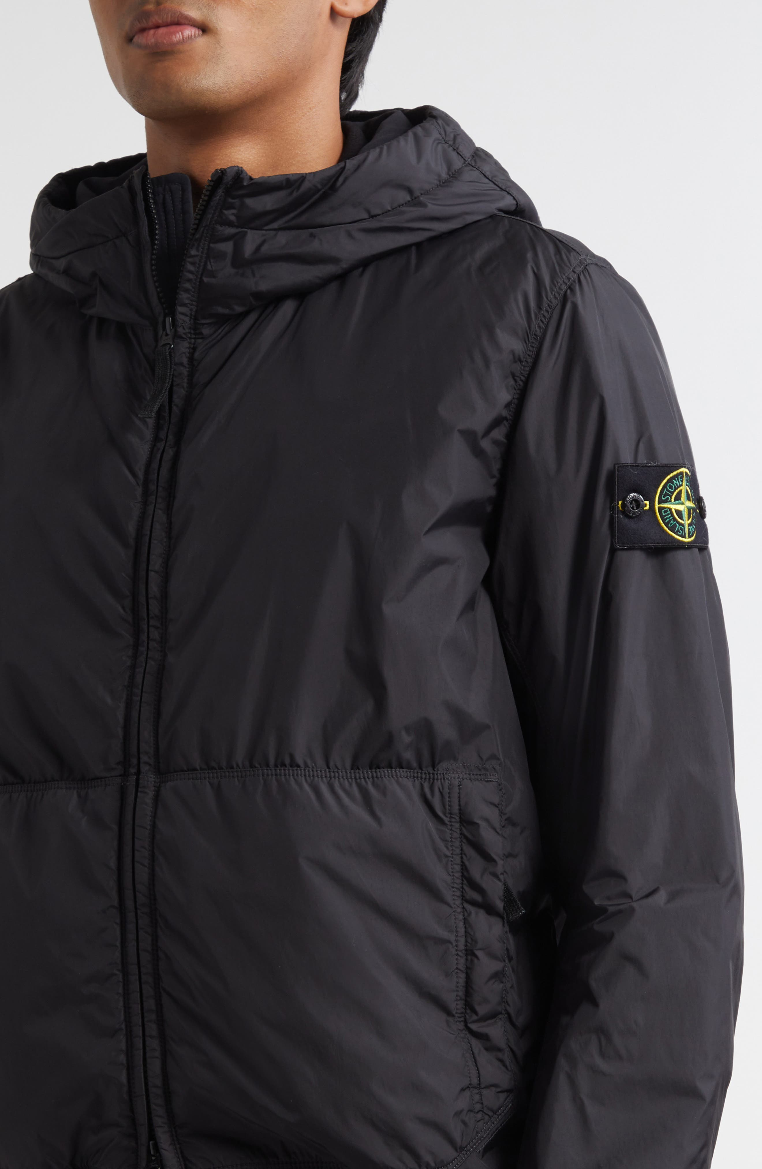 Stone Island Hooded Bomber Jacket in V0029 Black at Nordstrom - 4