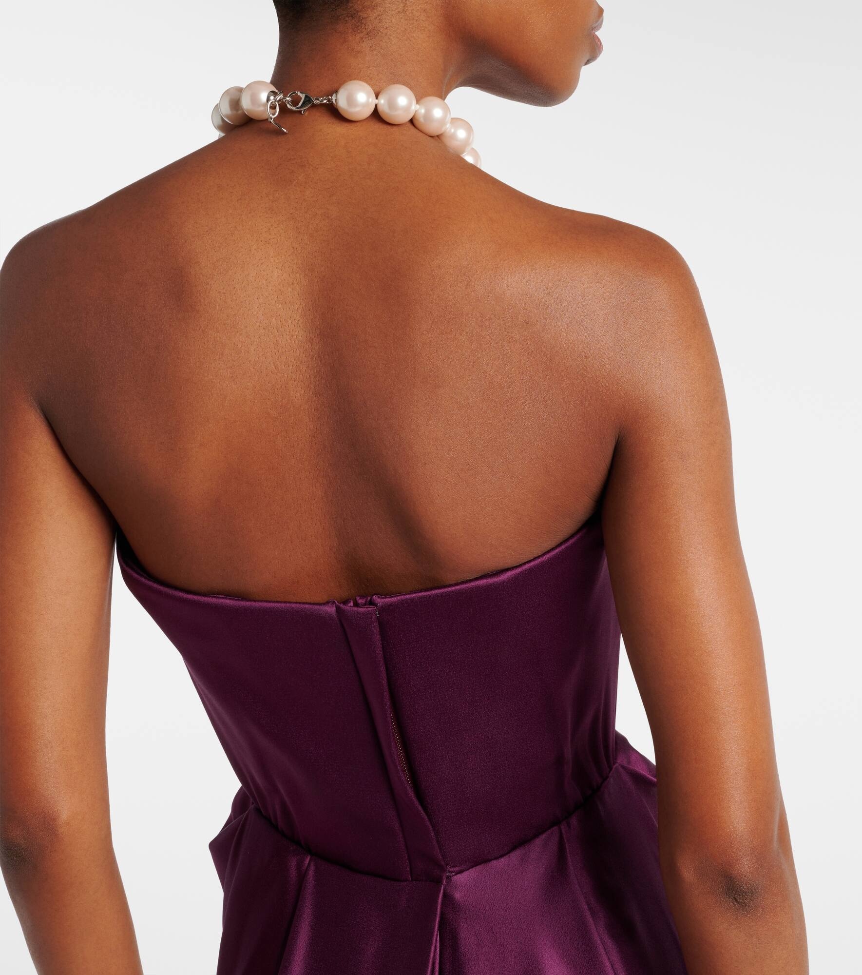 Galaxy draped crêpe satin bustier gown - 7