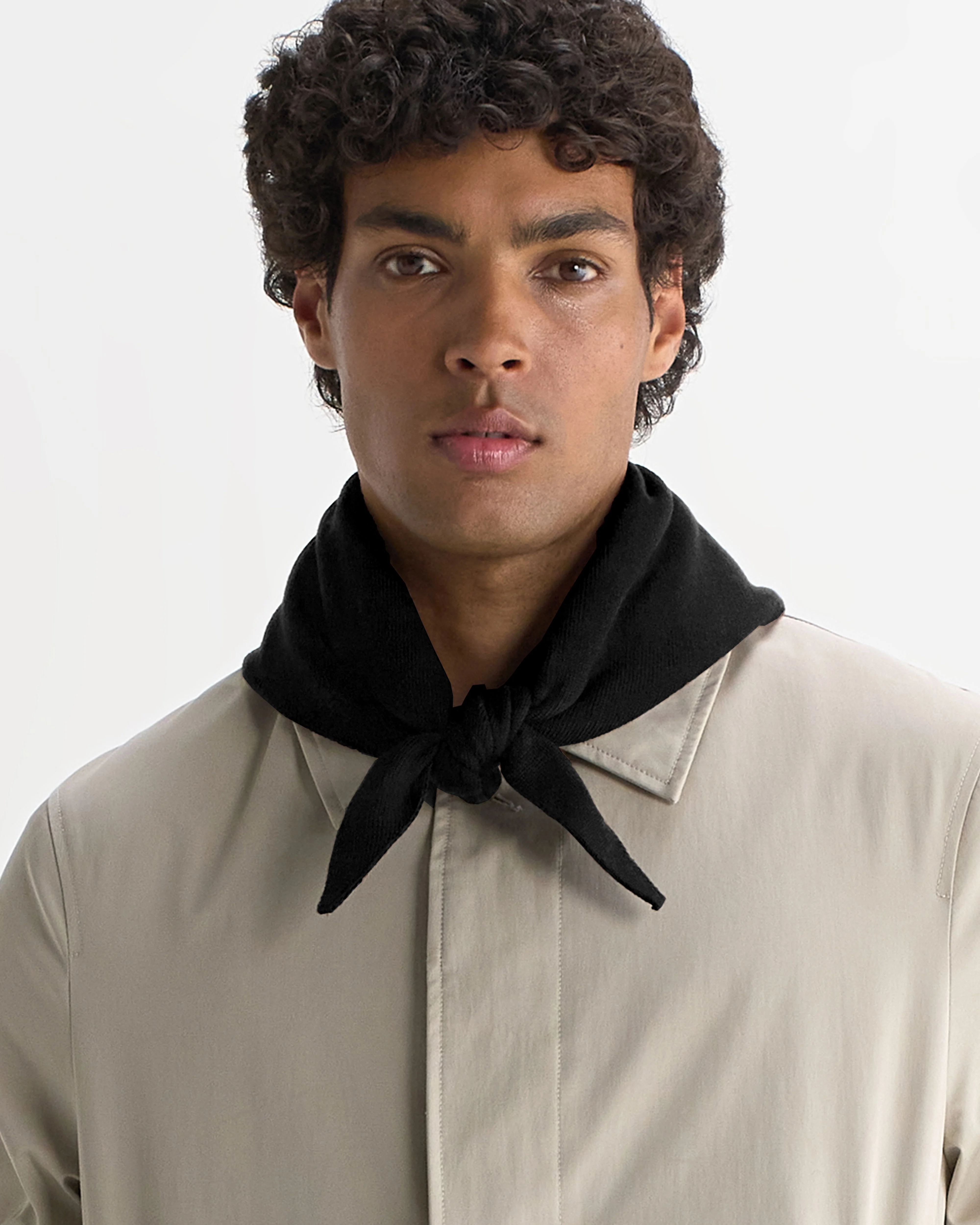 Arnold - Black Knitted Rib Scarf - 1