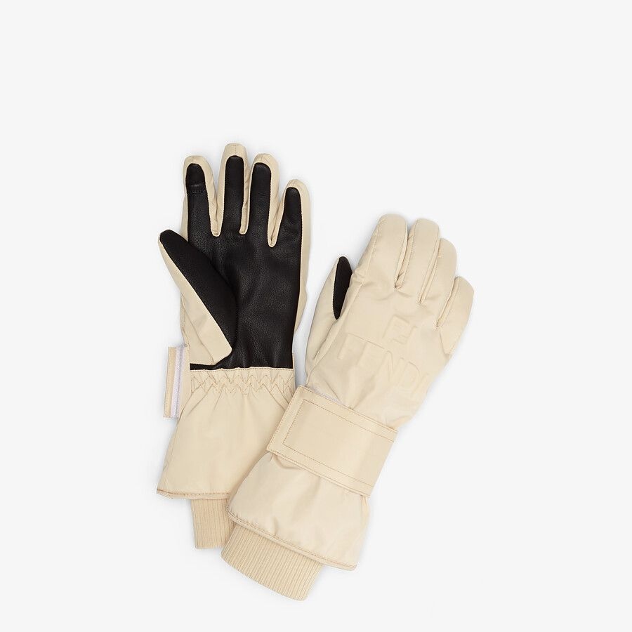 Beige tech nylon gloves - 1