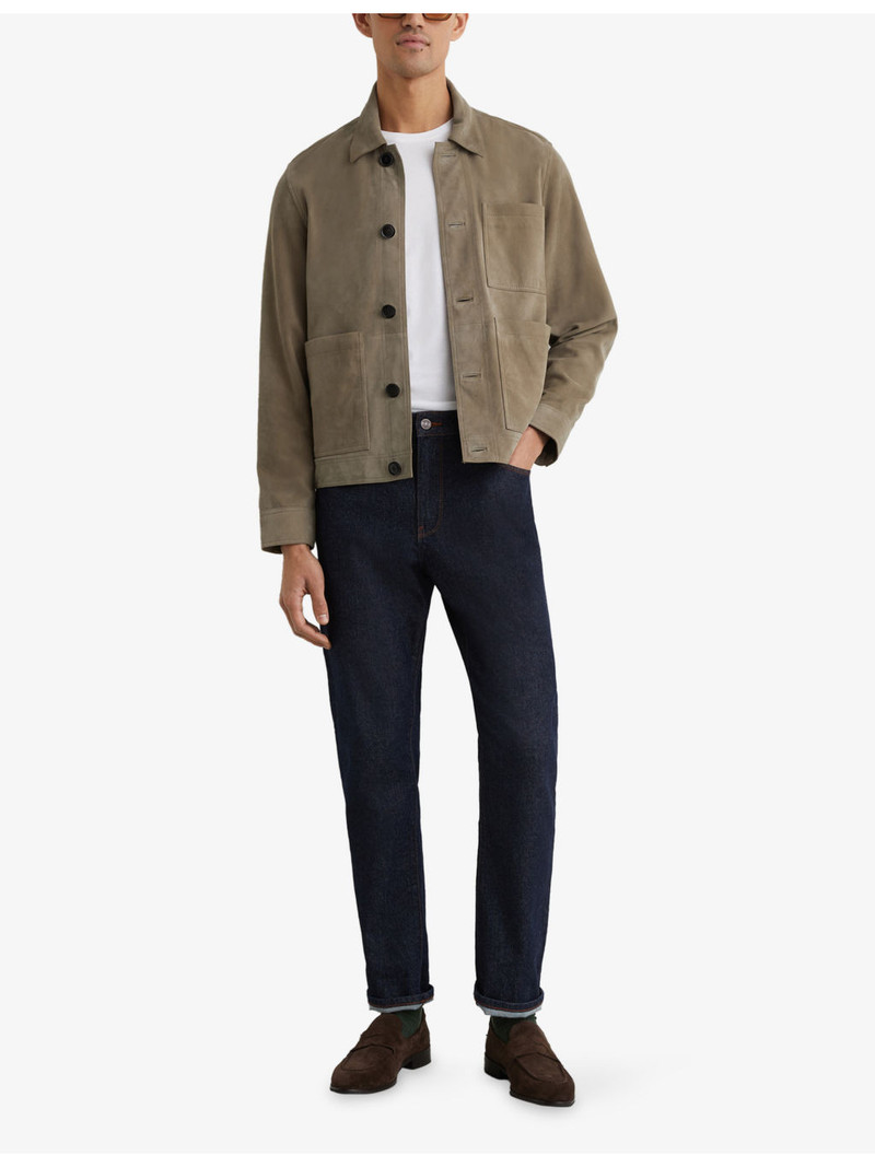 REISS Danny Suede Worker Jacket outlook