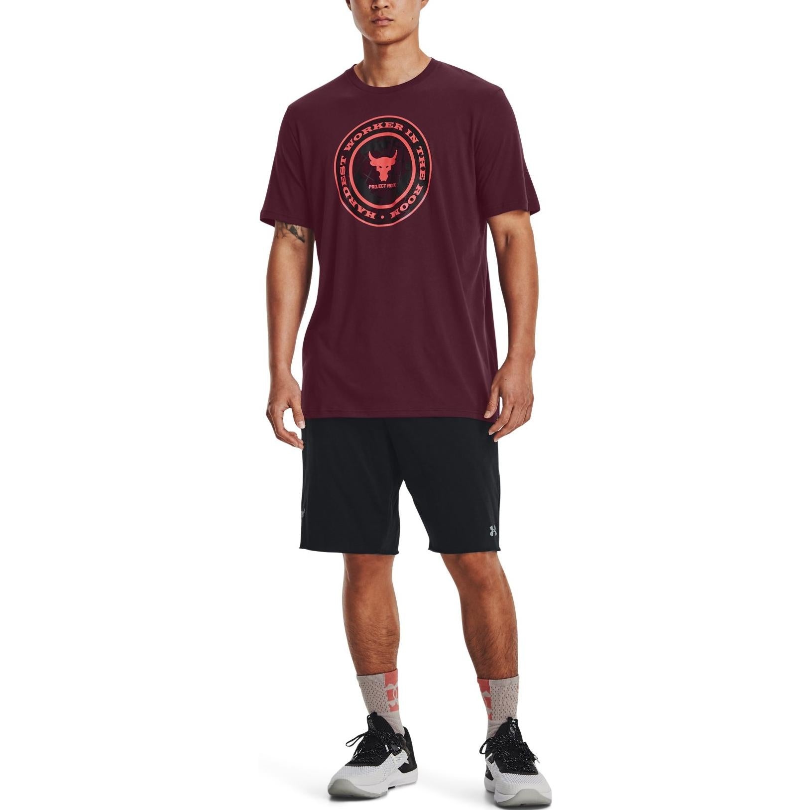Under Armour Project Rock Globe T-shirt 'Burgundy' 1373746-600 - 3