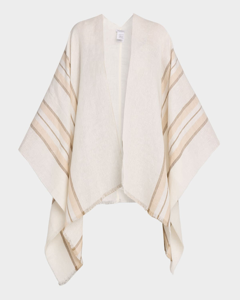 Lurex Striped Linen Poncho 1