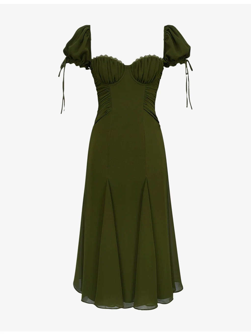 Marceline Puff-Sleeve Chiffon Midi Dress - 1