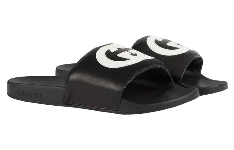 (WMNS) Gucci Interlock Double g Soft Sole Cozy Flat Heel Fashion Black Sandals 645770-0R0F0-1071 - 2