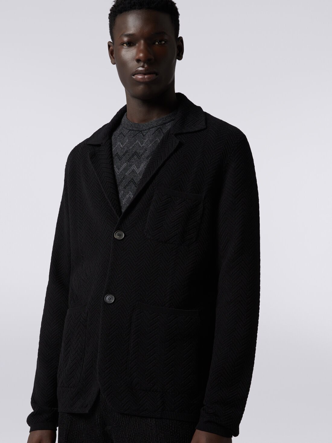 Cotton and viscose knit blazer - 5