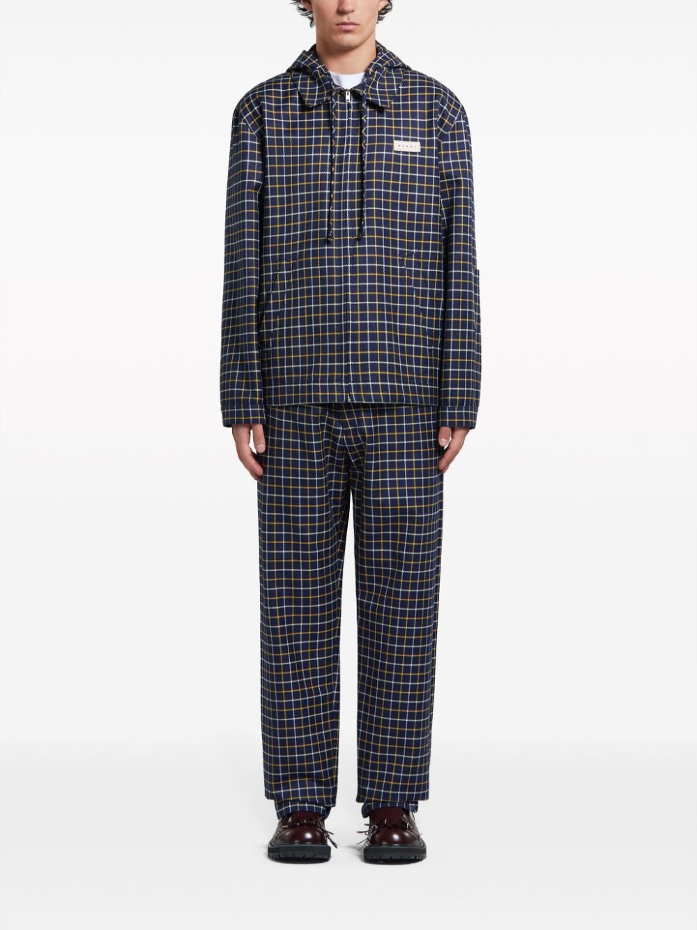 checked hooded jacket - 2