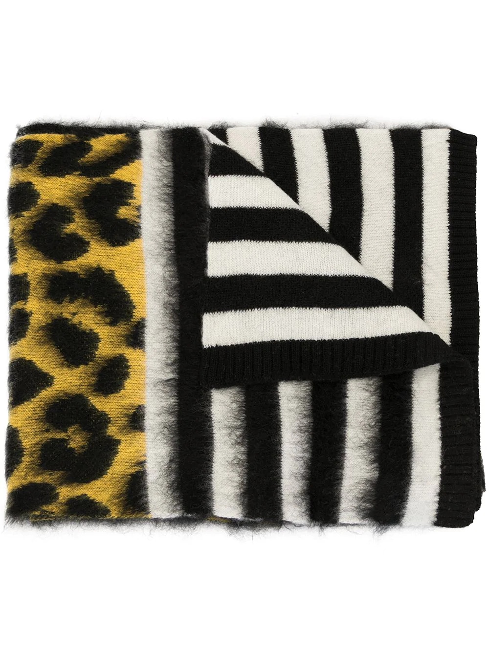 leopard print stripe scarf - 1