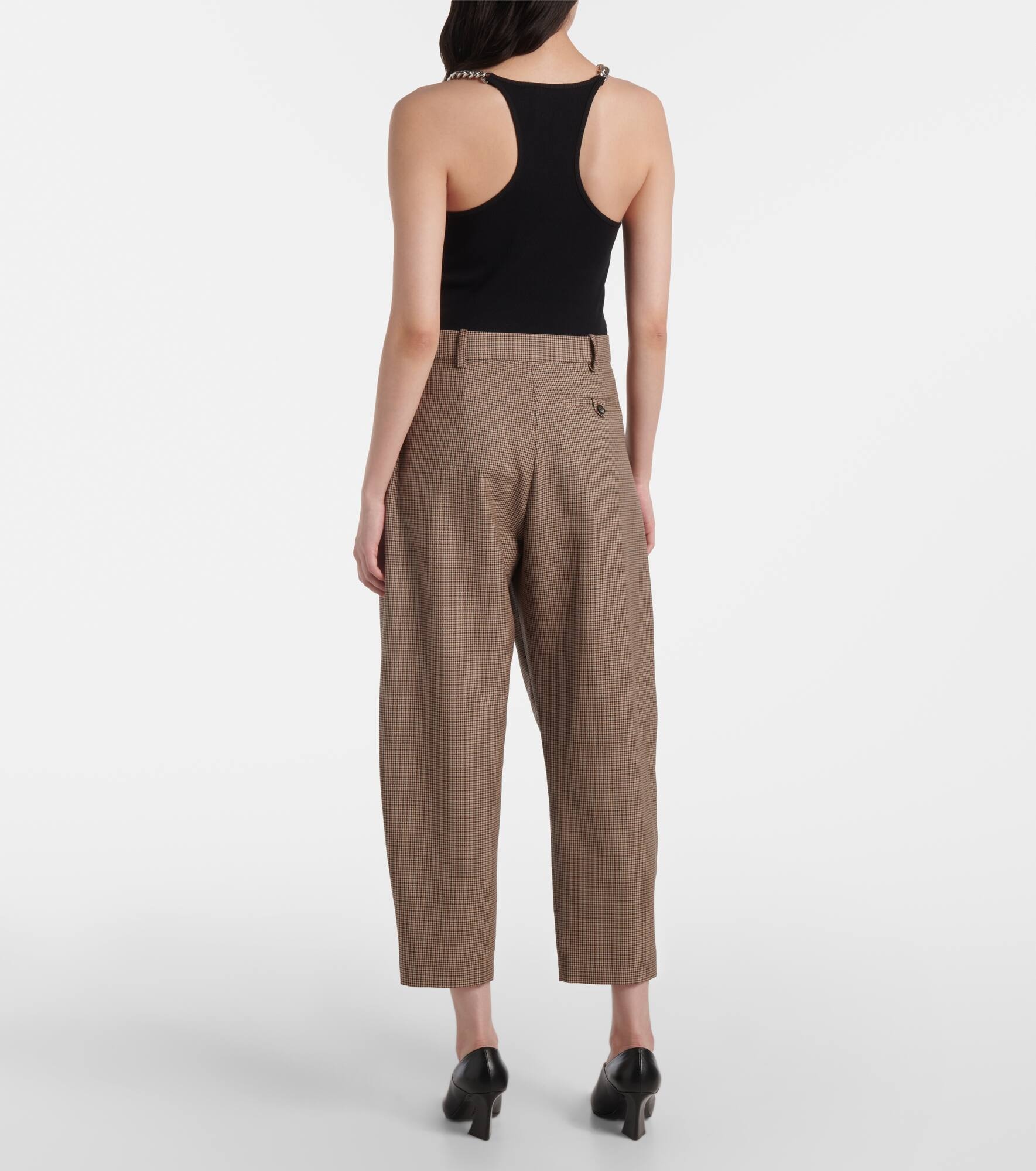 Houndstooth cropped wool wide-leg pants - 3
