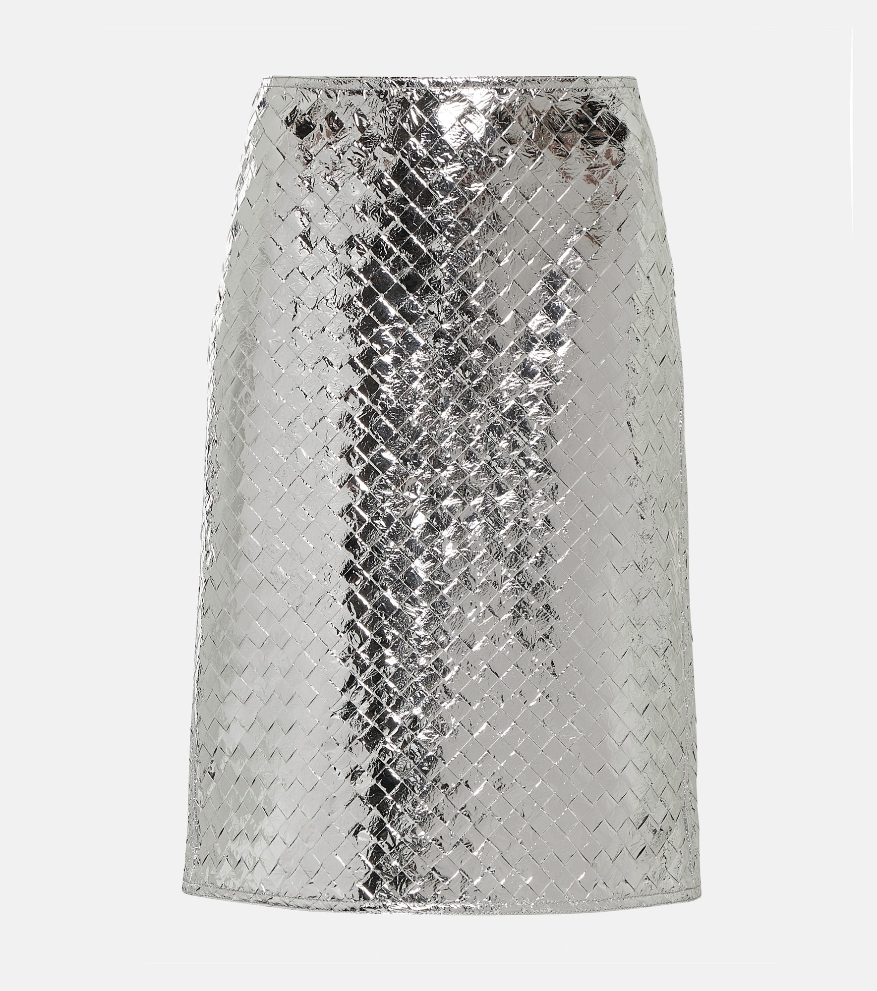 Intrecciato leather midi skirt - 1