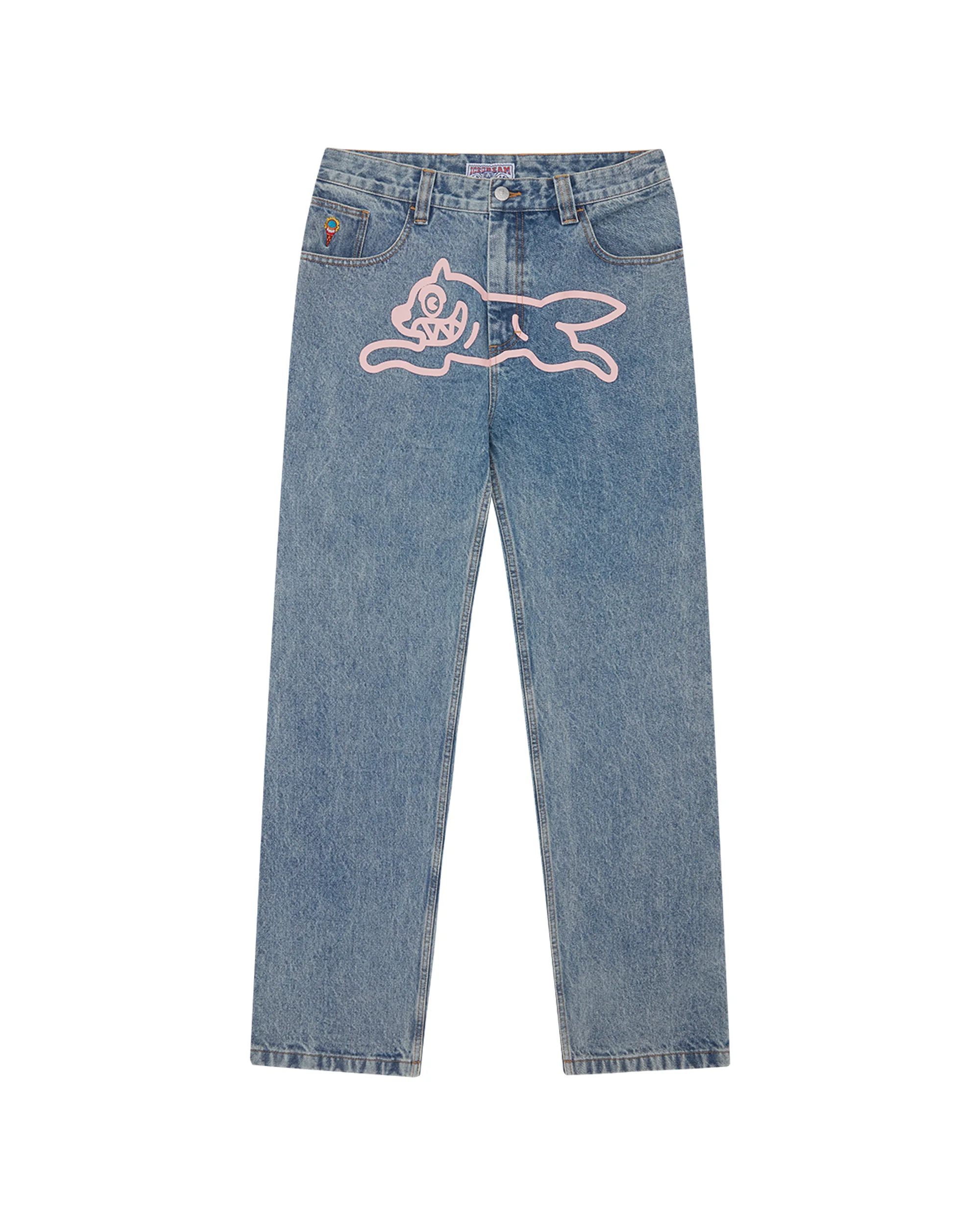 RUNNING DOG DOUBLE SCOOP DENIM PANTS - 1