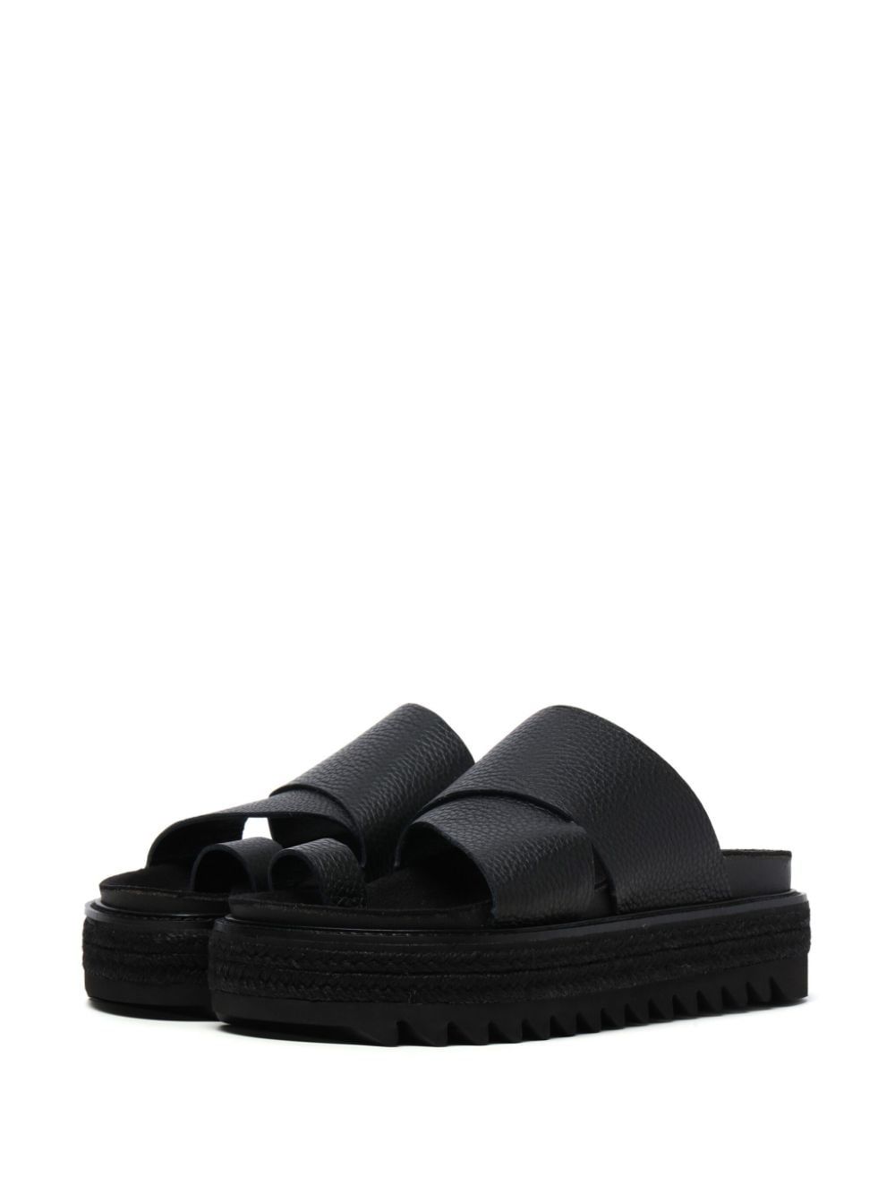 crossover-strap leather slides - 3