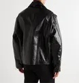 Oversized Glossed Full-Grain Leather Jacket - 10