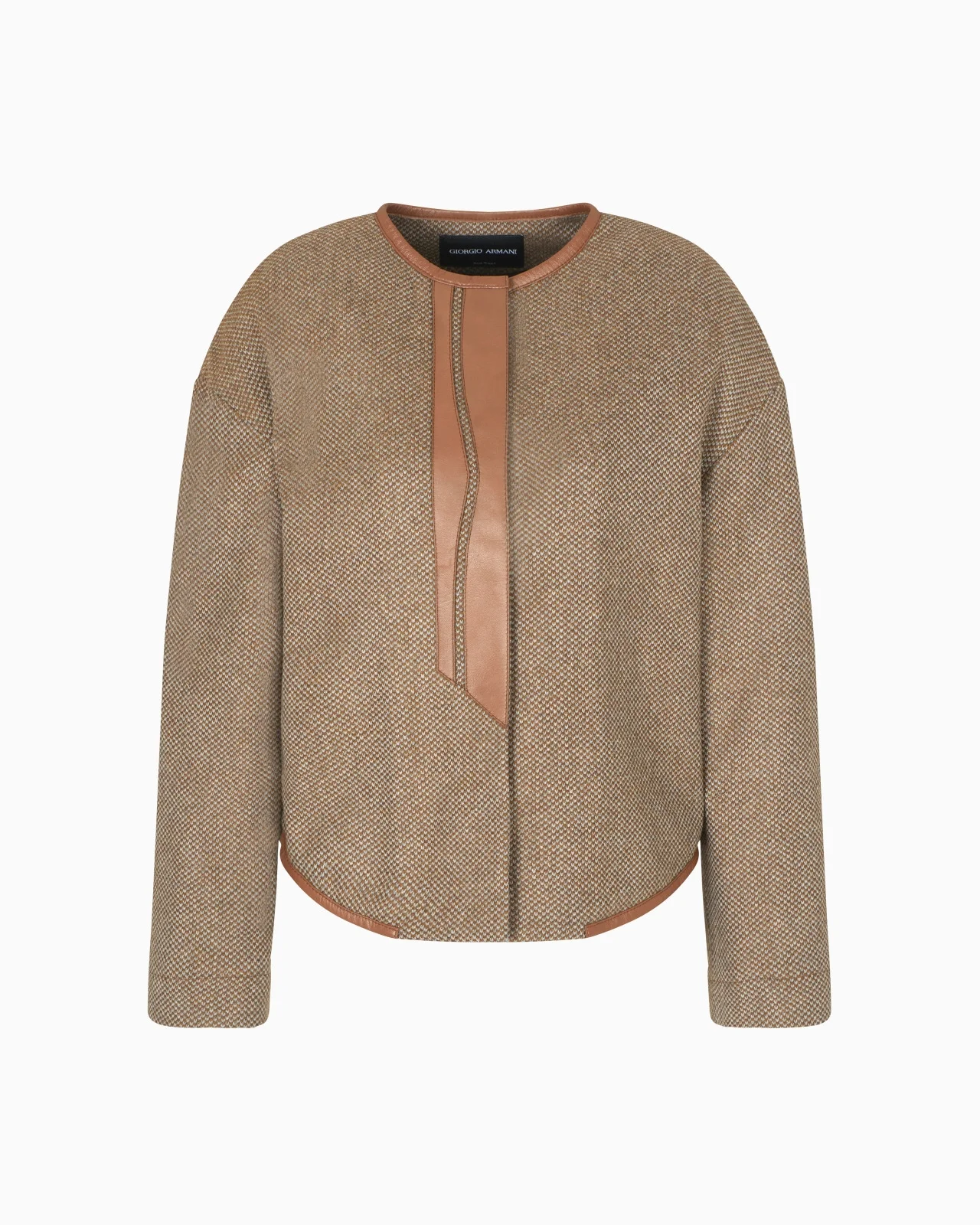 SINGLE-BREASTED JACKET IN VIRGIN WOOL AND CASHMERE WITH LEATHER DETAILS - 1