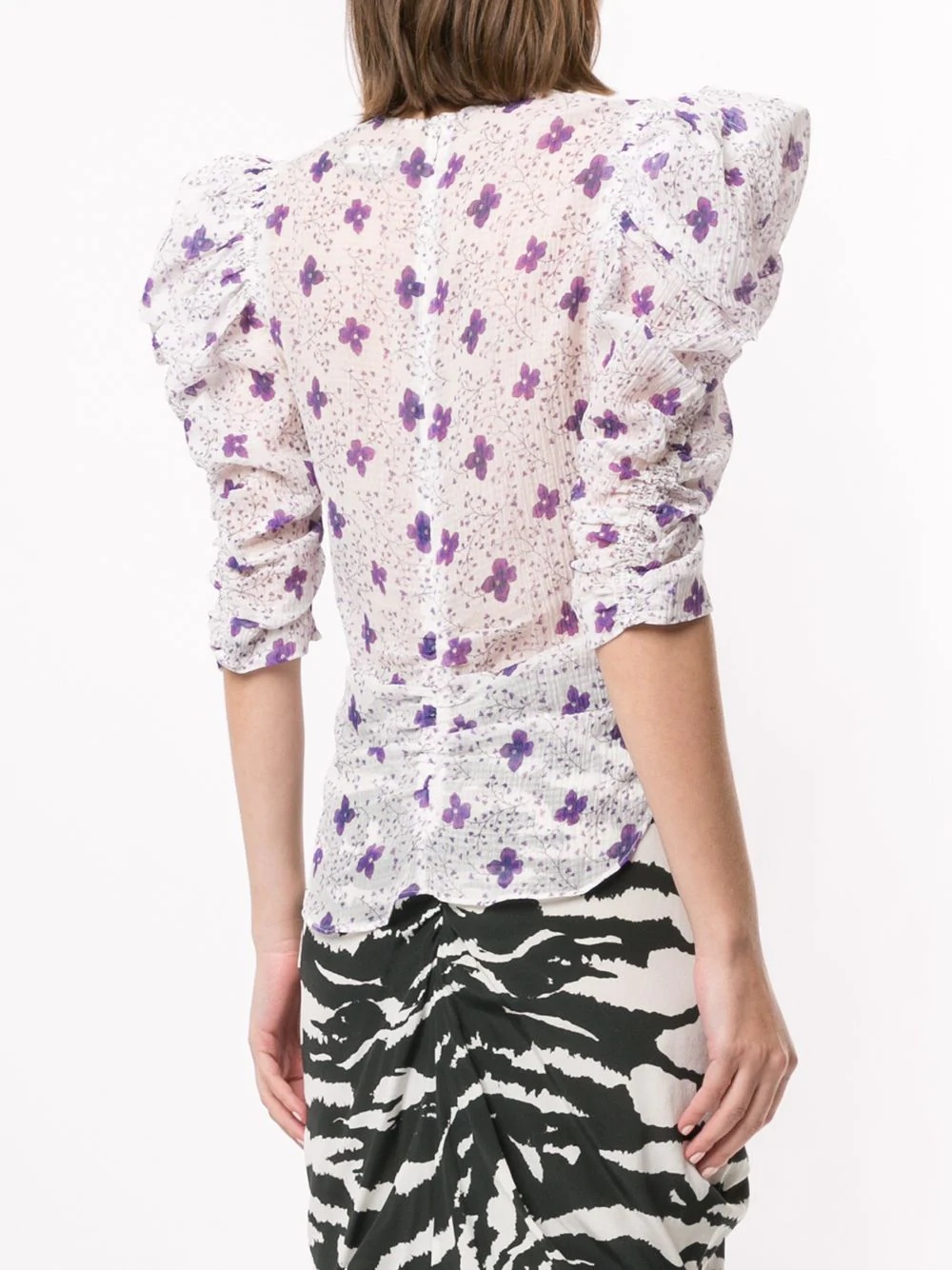 Eddie ruched floral-print blouse - 4