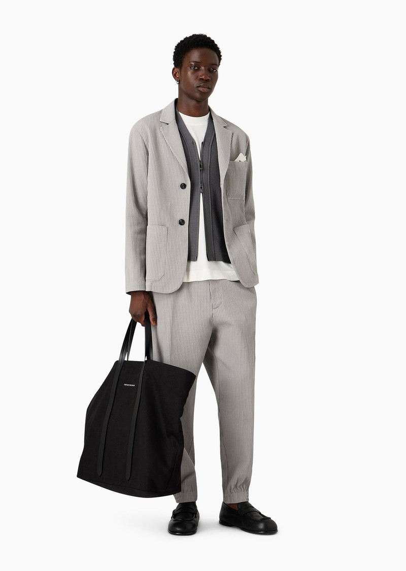 EMPORIO ARMANI Single-breasted blazer in canneté fabric outlook