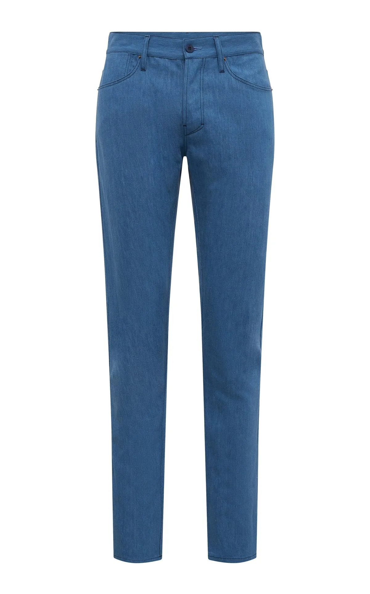 Anthony Five Pocket Pant in Light Blue Cotton Linen Denim - 1