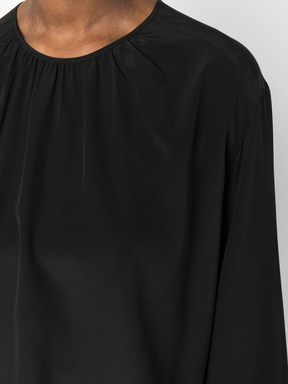 gathered-neck silk blouse - 5