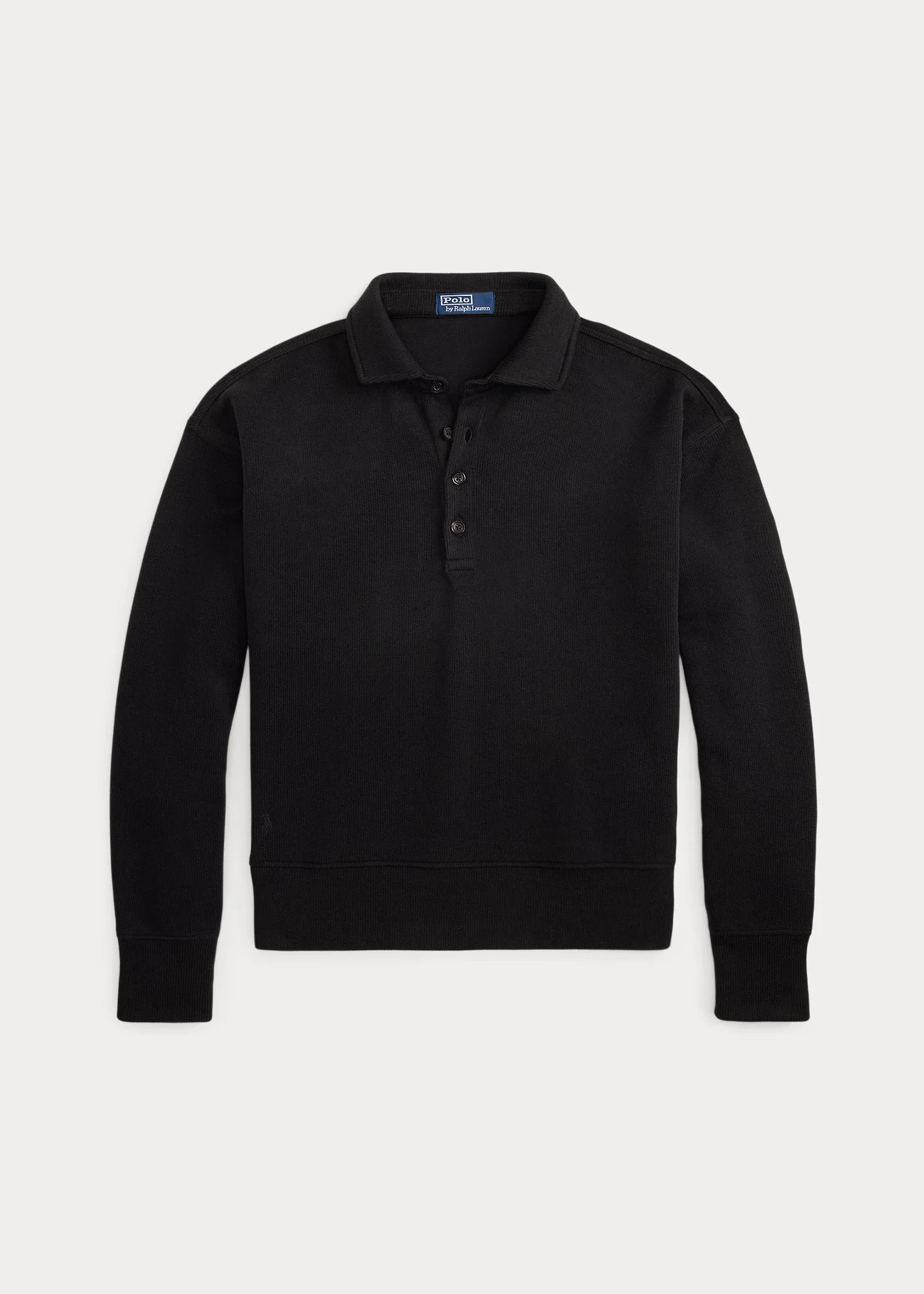 Relaxed Fit Ribbed Polo Pullover - 1