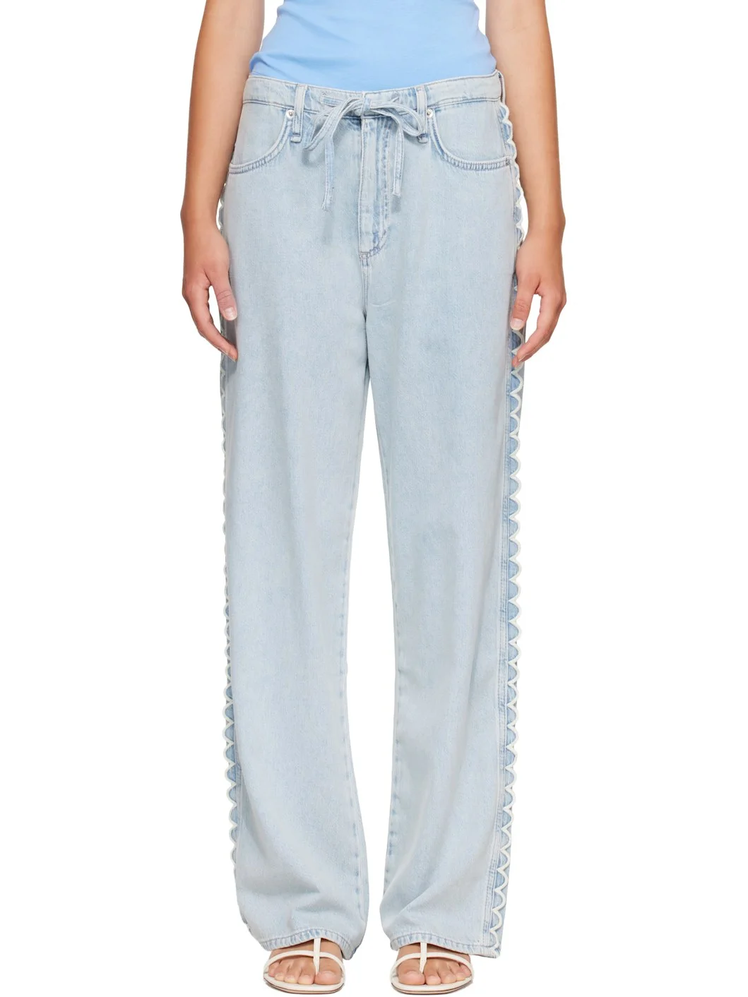 Blue Phoebe Drawstring Wide-Leg Jeans - 1