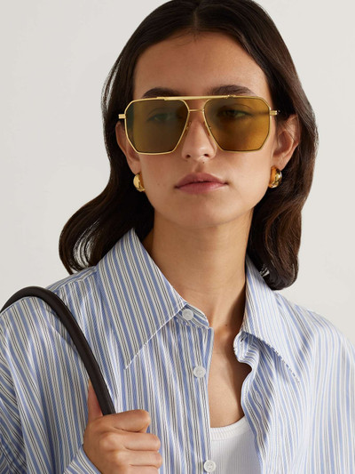 Bottega Veneta Aviator-style gold-tone sunglasses outlook
