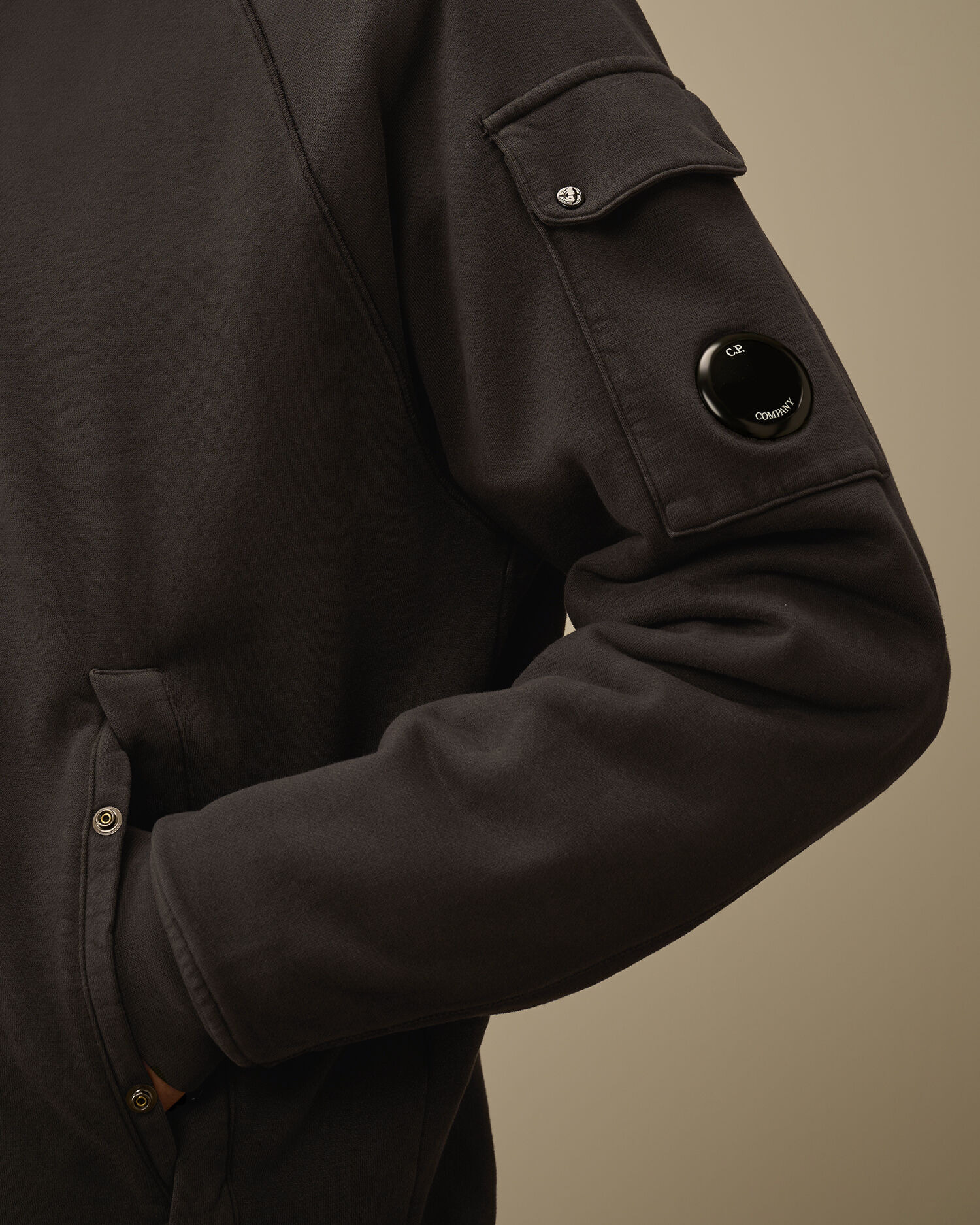 Brushed and Emerized Diagonal Fleece Bomber Full Zip Sweatshirt - 5