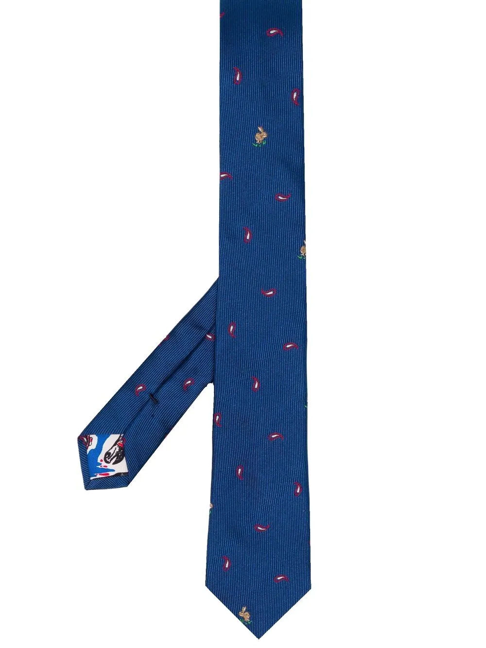 paisley.pattern embroidered silk tie - 1