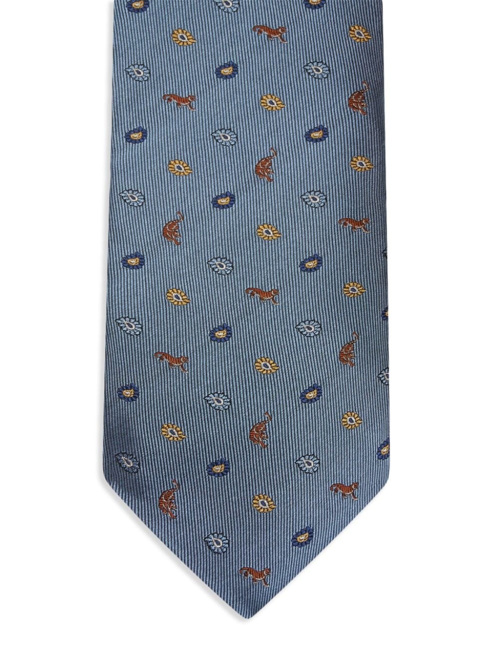 patterned-jacquard silk tie - 2