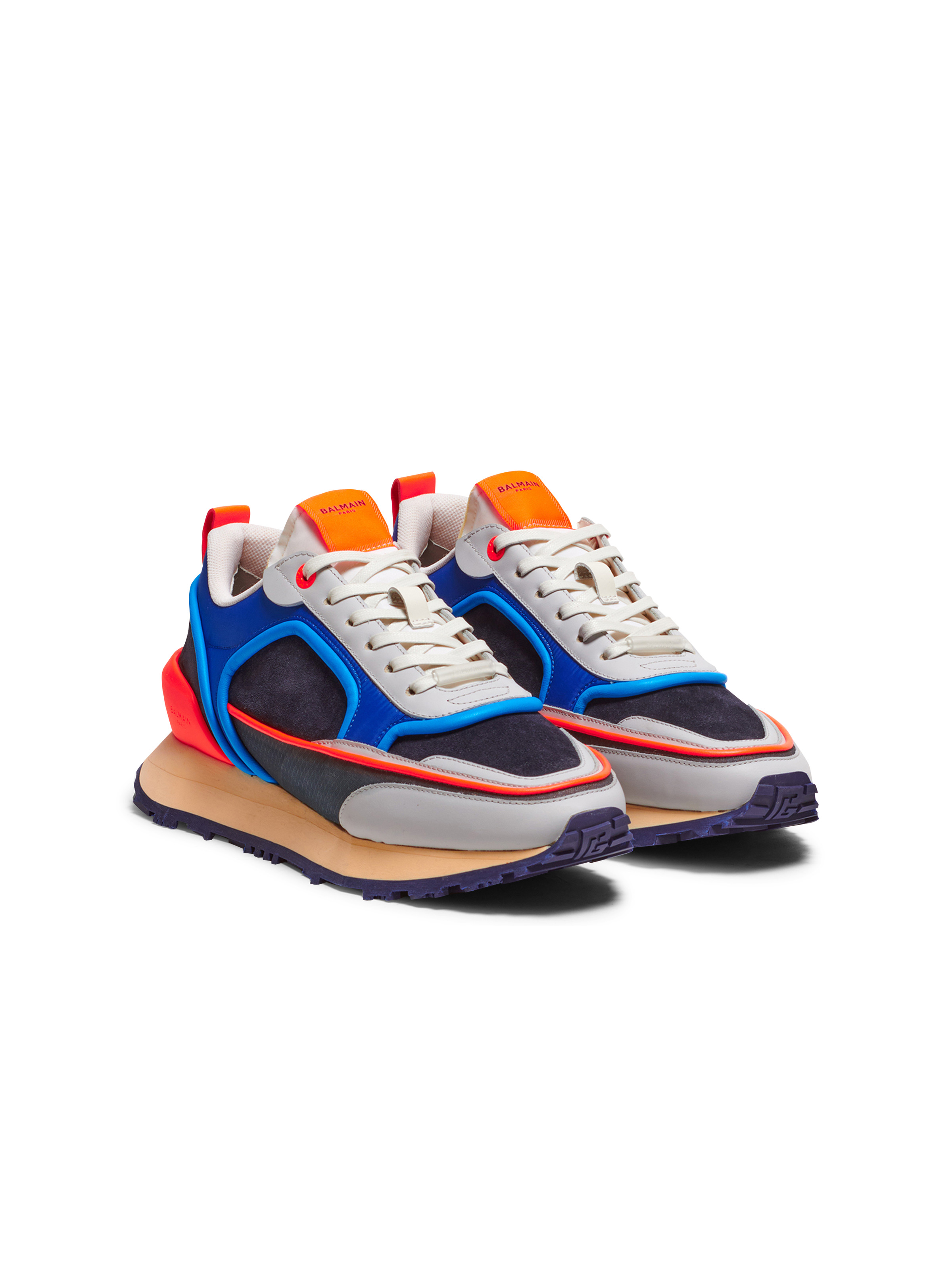 Suede, nylon and mesh Racer low-top sneakers - 2