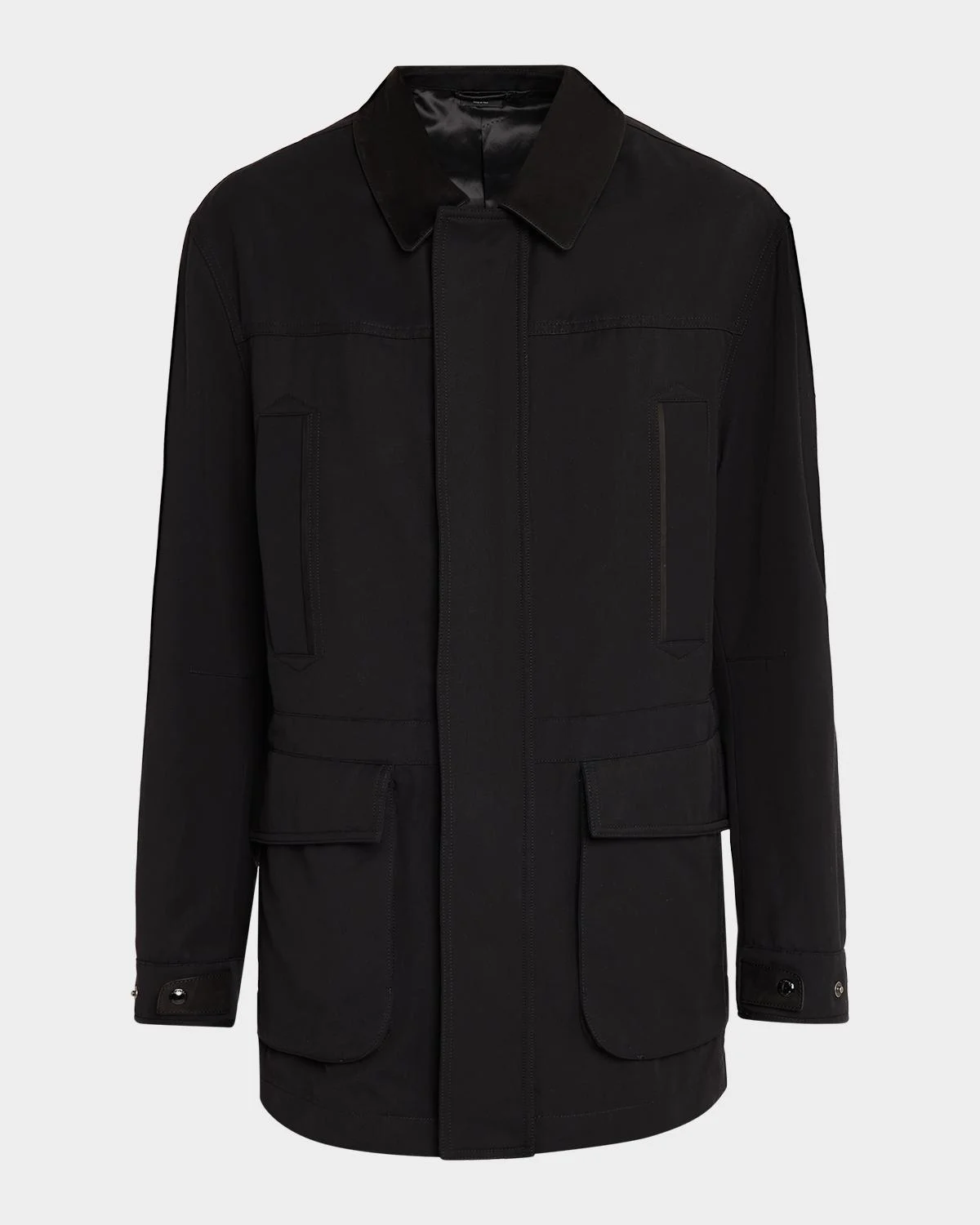 Men's Leather-Trim Canvas Field Jacket - 1