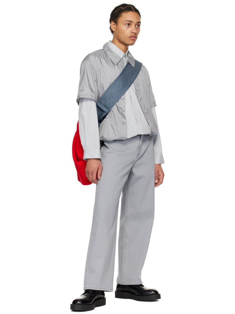 AMOMENTO Gray Spread Collar Shirt outlook