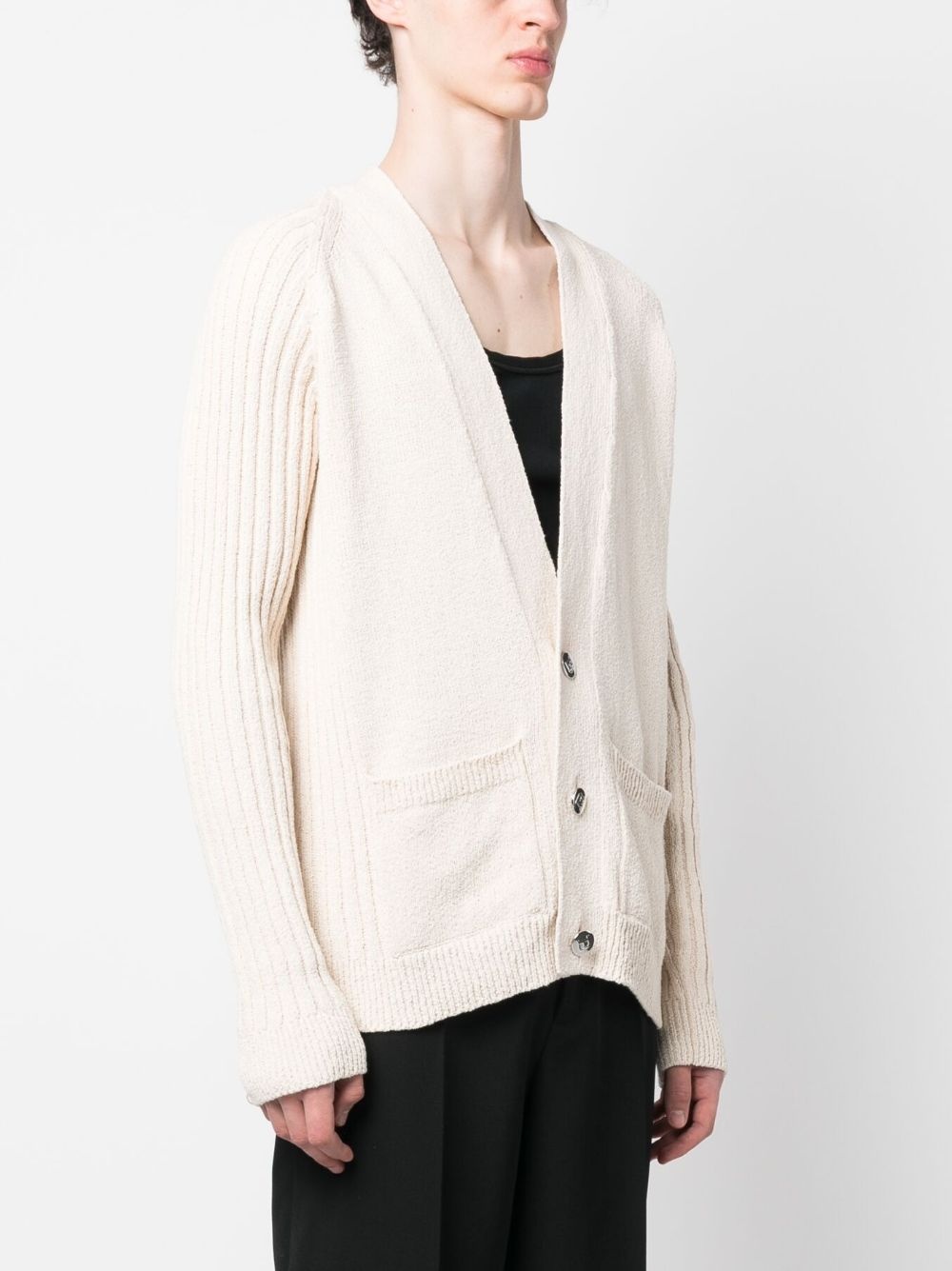 intarsia-logo button-up cardigan - 3