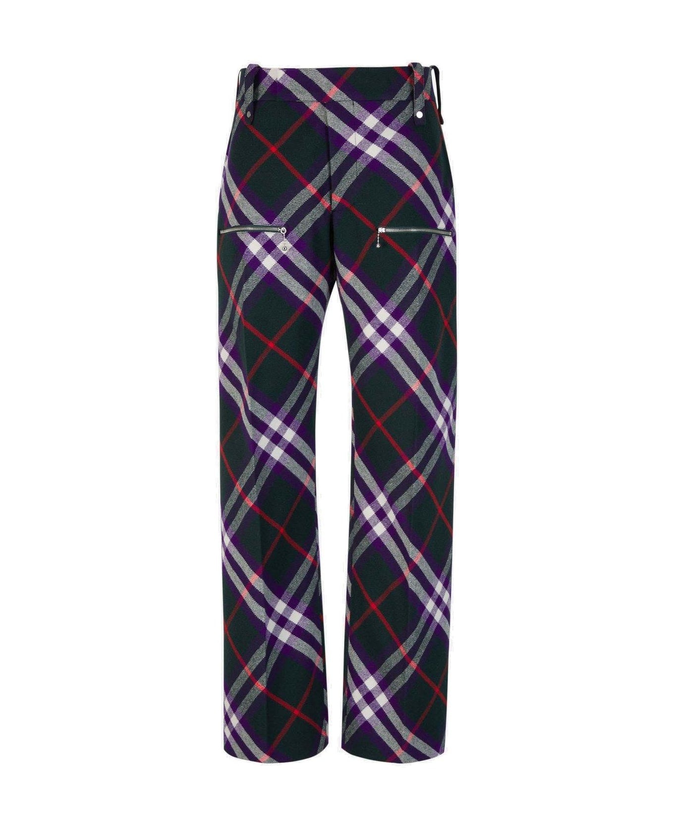 Plaid-check Straight-leg Trousers - 1