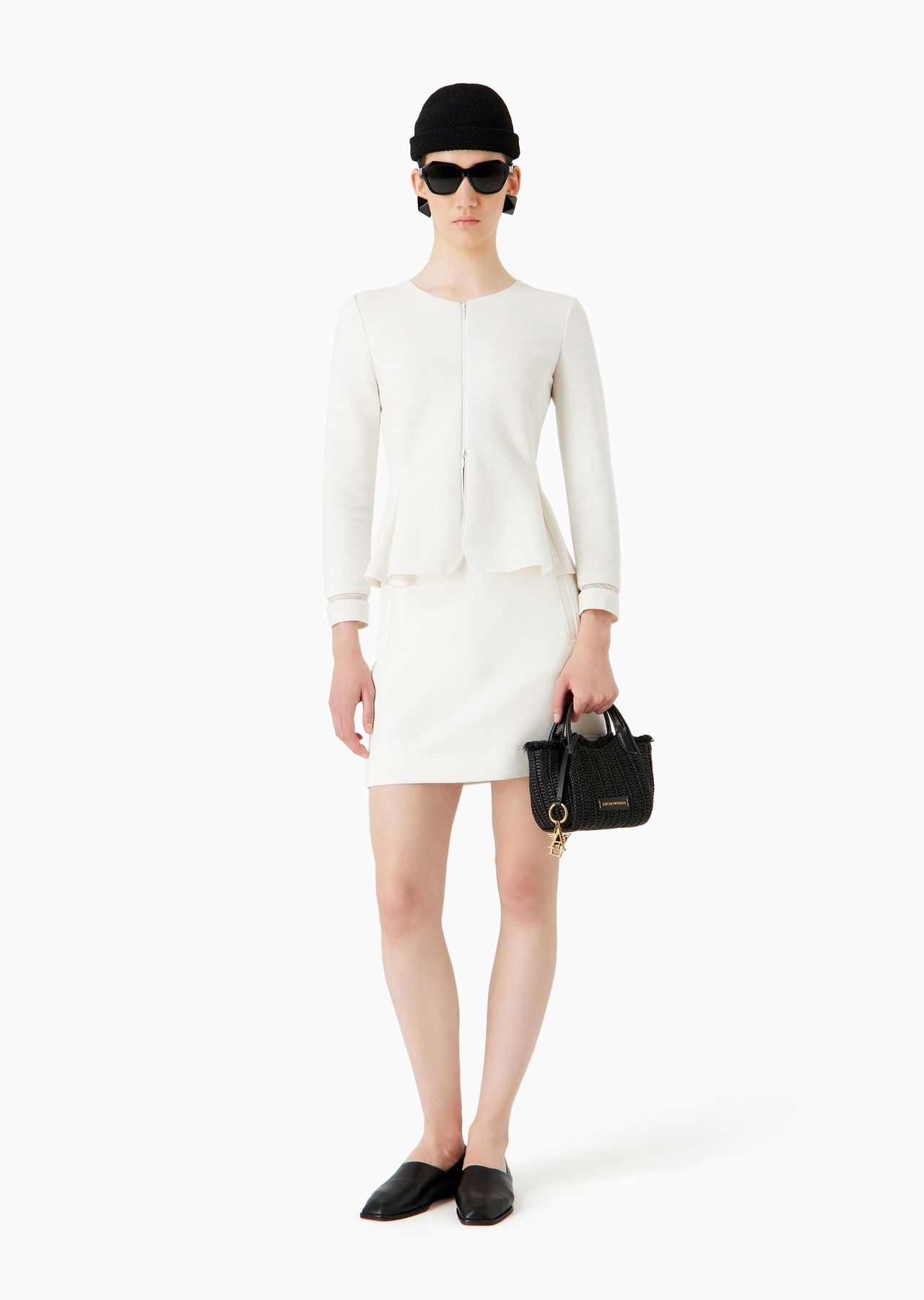 Ottoman jersey, single-breasted jacket with godet pleats - 6