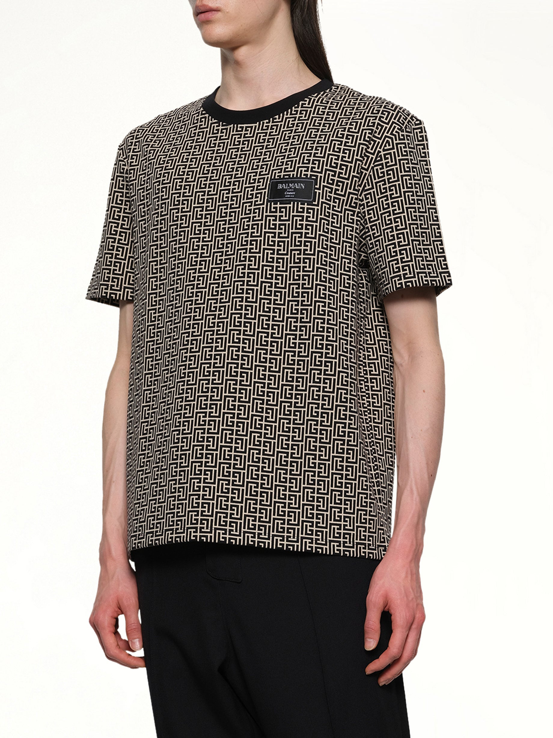 Monogram Couture Label Regular T-Shirt in Ivory/Black - 6