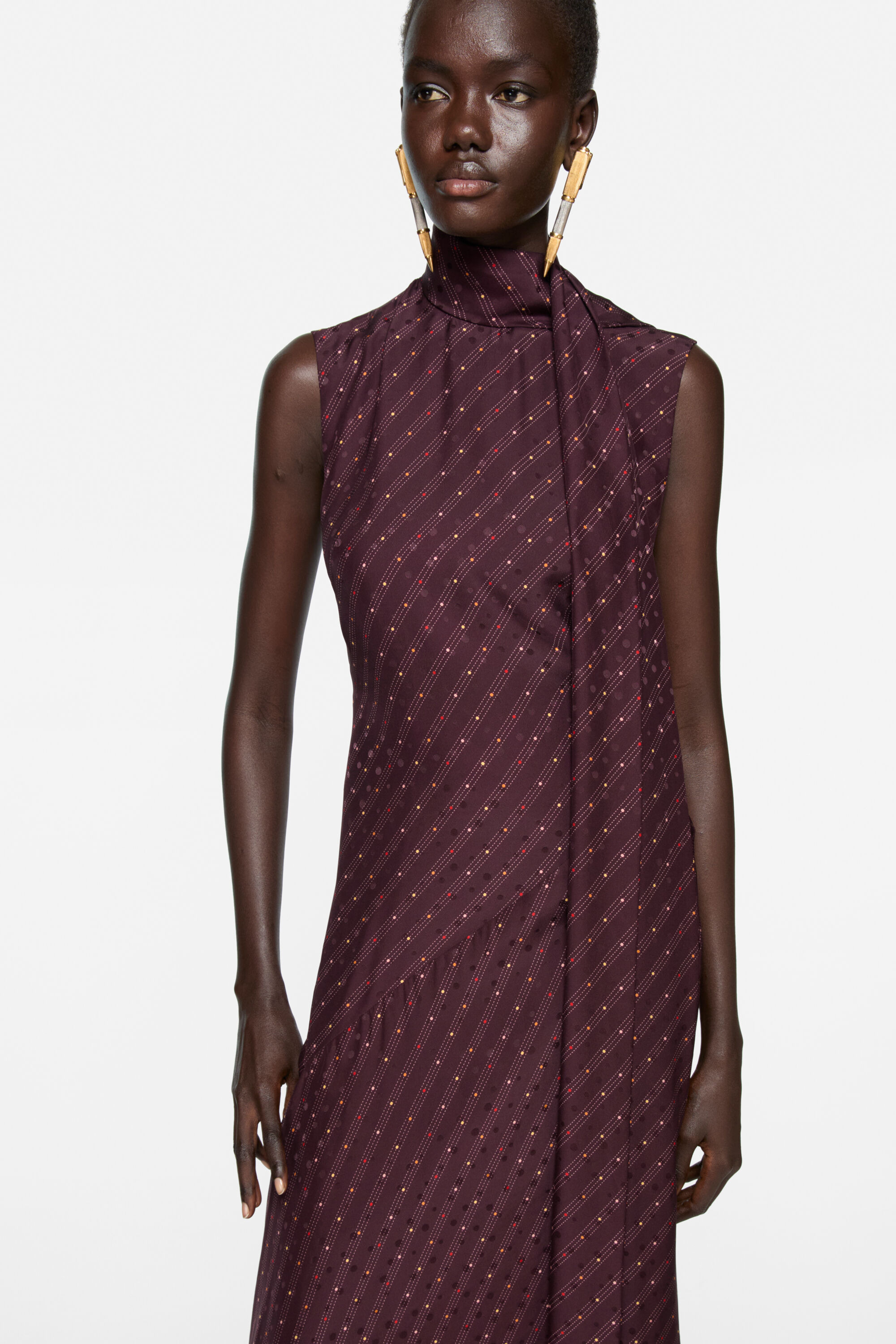 Silk tunic dress - Burgundy - 4