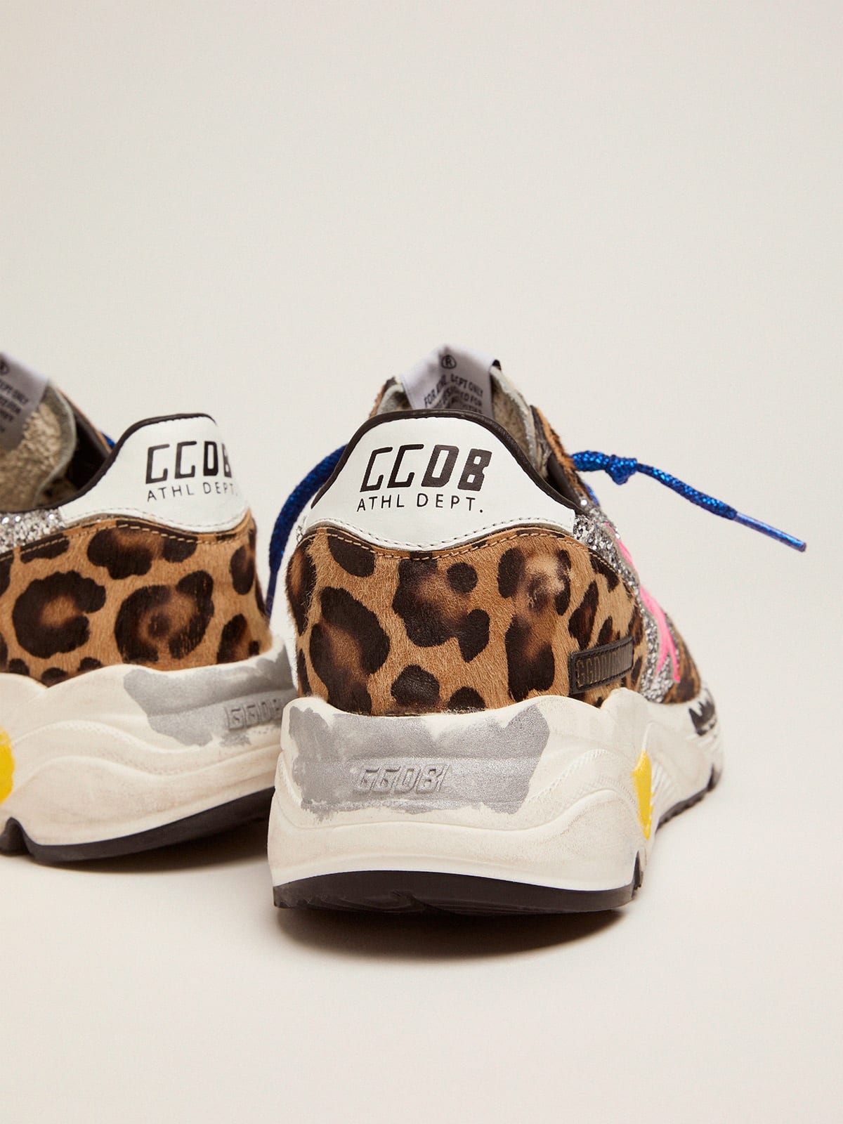 Golden Goose Running Sole sneakers in leopard-print pony skin with glitter  inserts | REVERSIBLE