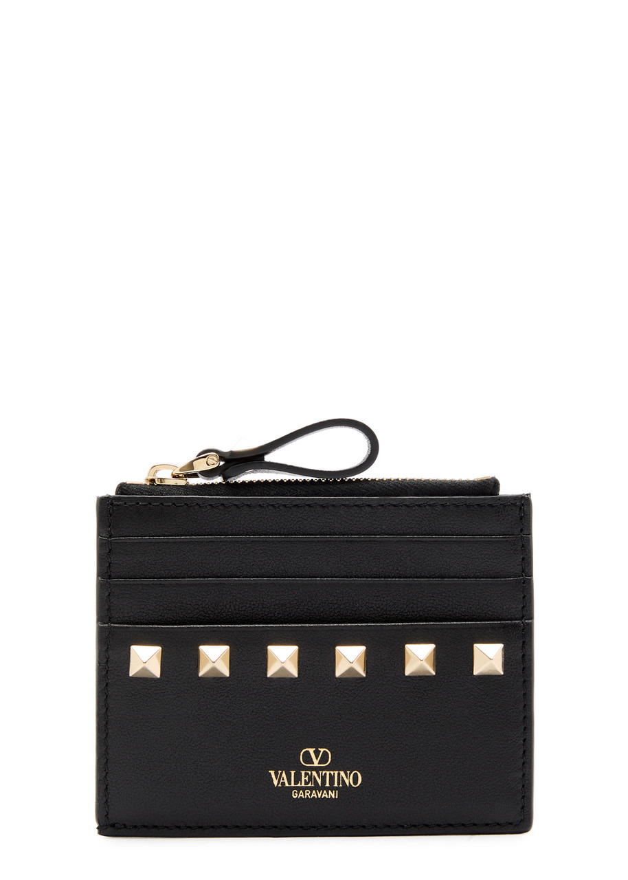 Valentino Rockstud Grained Leather Card Holder - 1